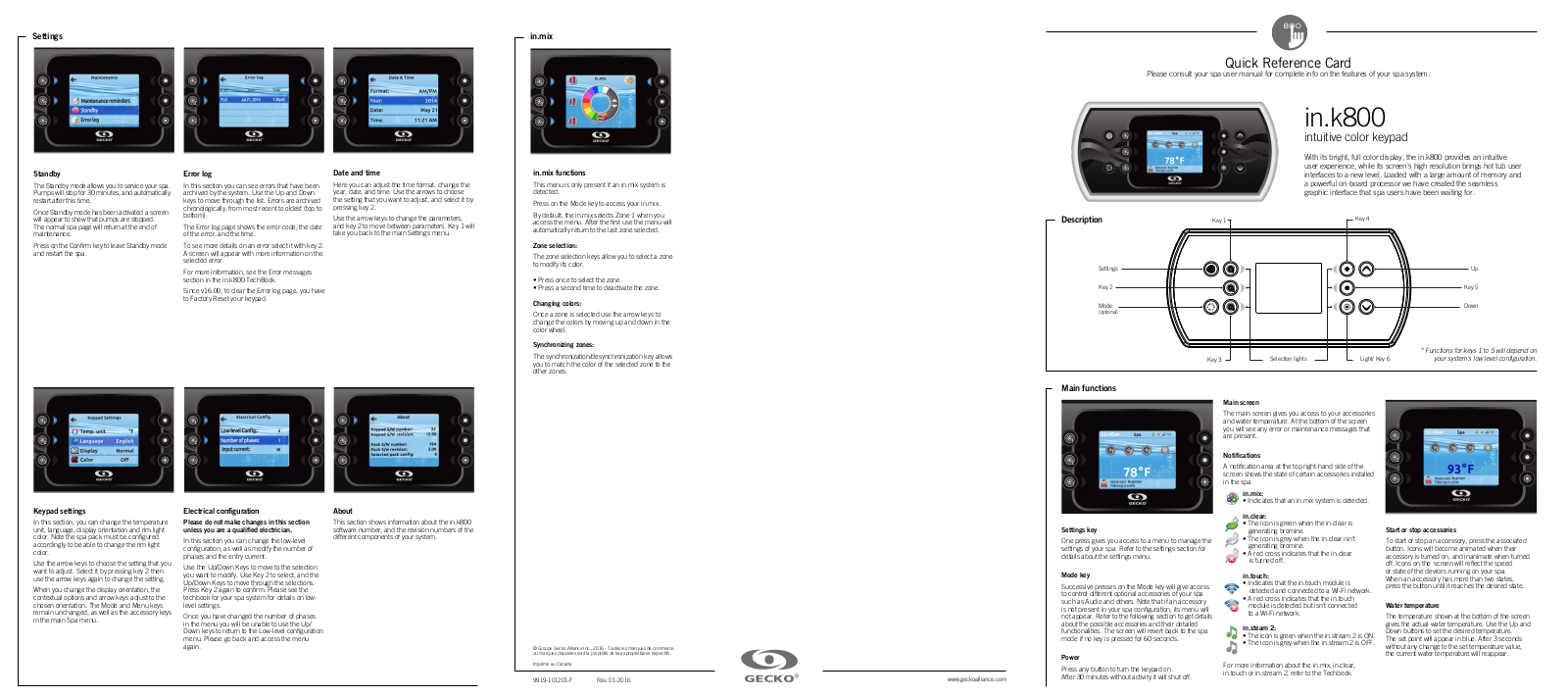 Gecko in.k800 Quick Reference Card - ManualMachine.com