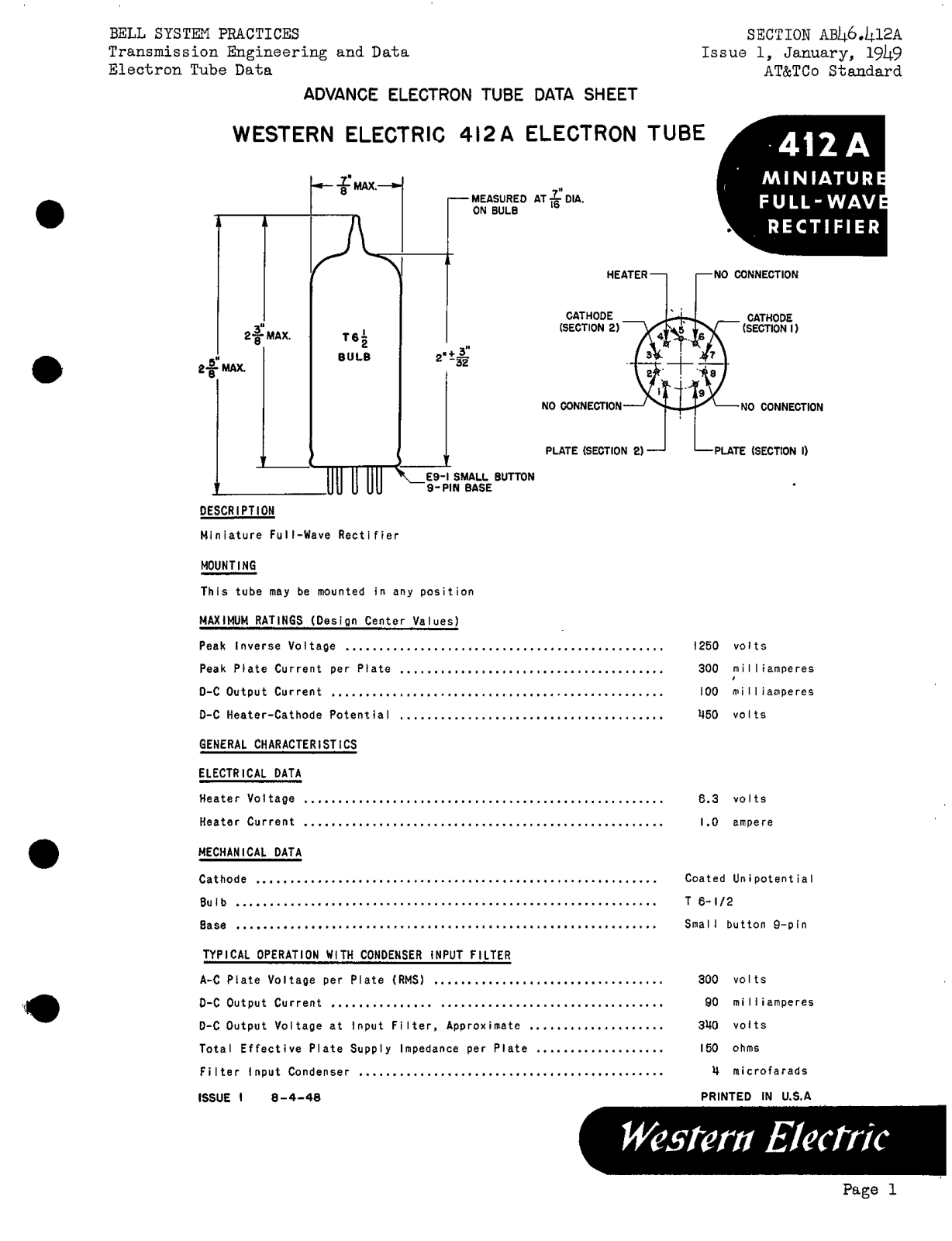 Western Electric 412-A Brochure