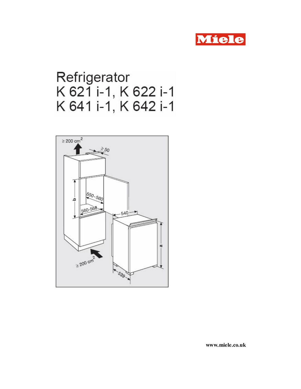 Miele K 621 I User Manual