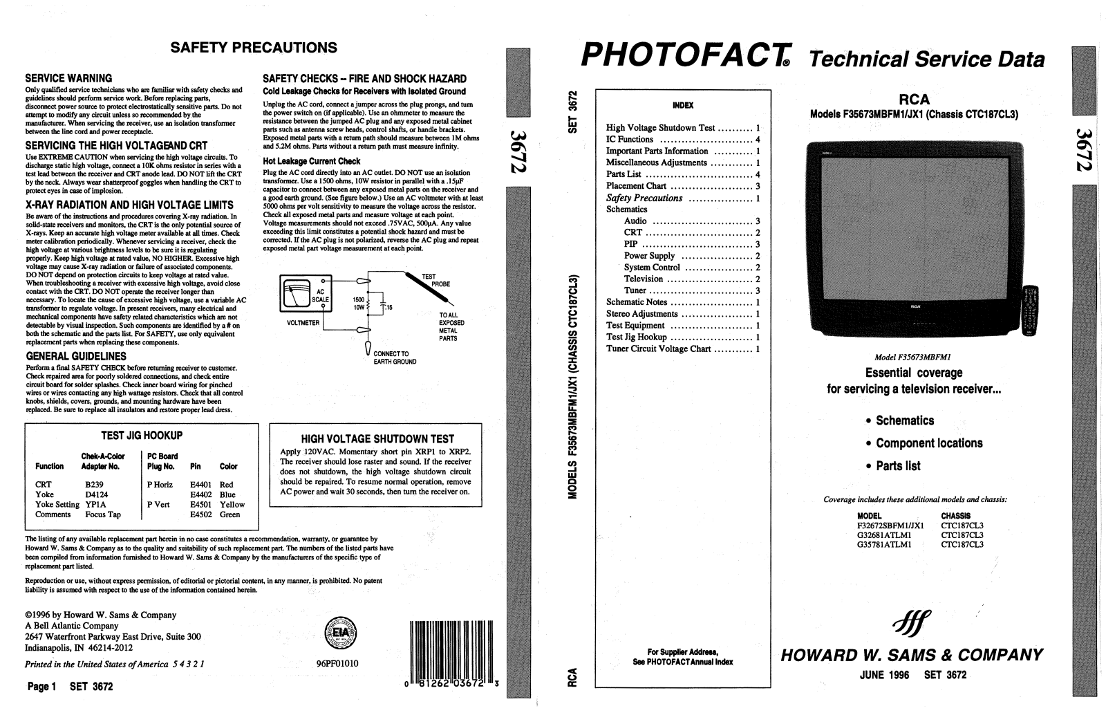 RCA 3672N, CTC187CL3 Service Manual