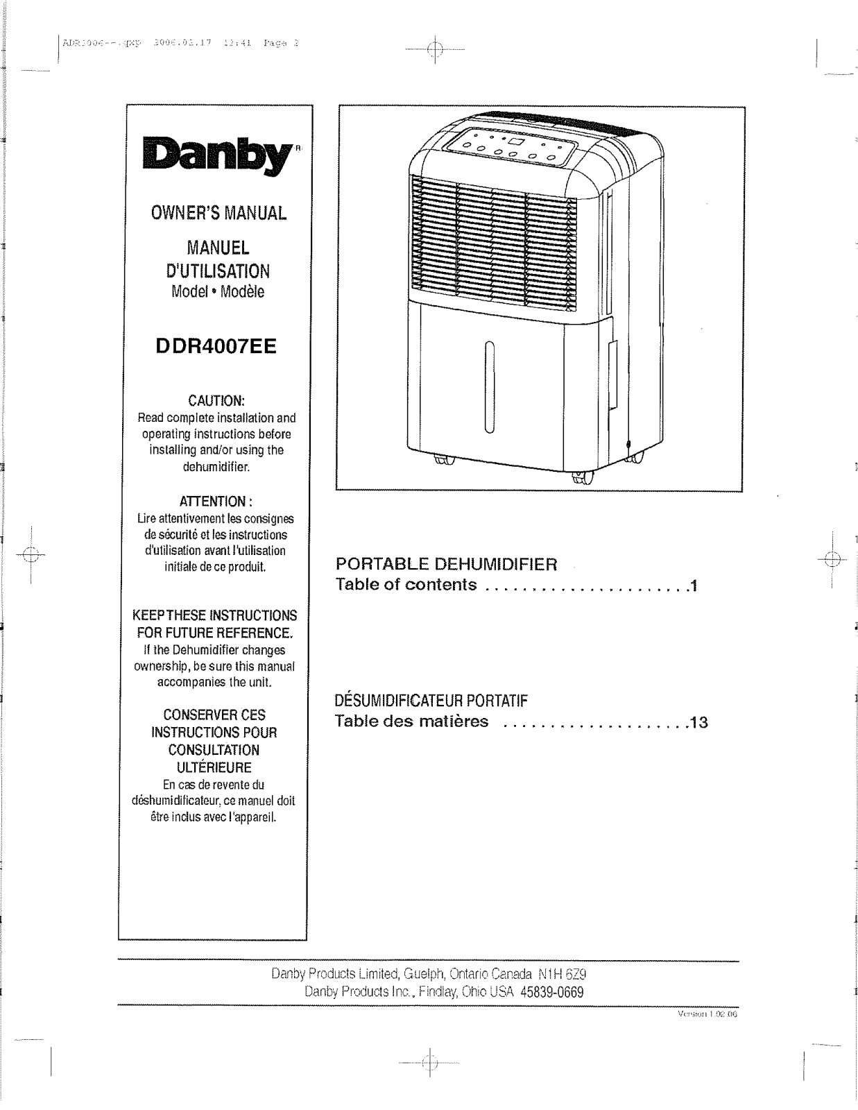 Danby DDR4007EE User Manual