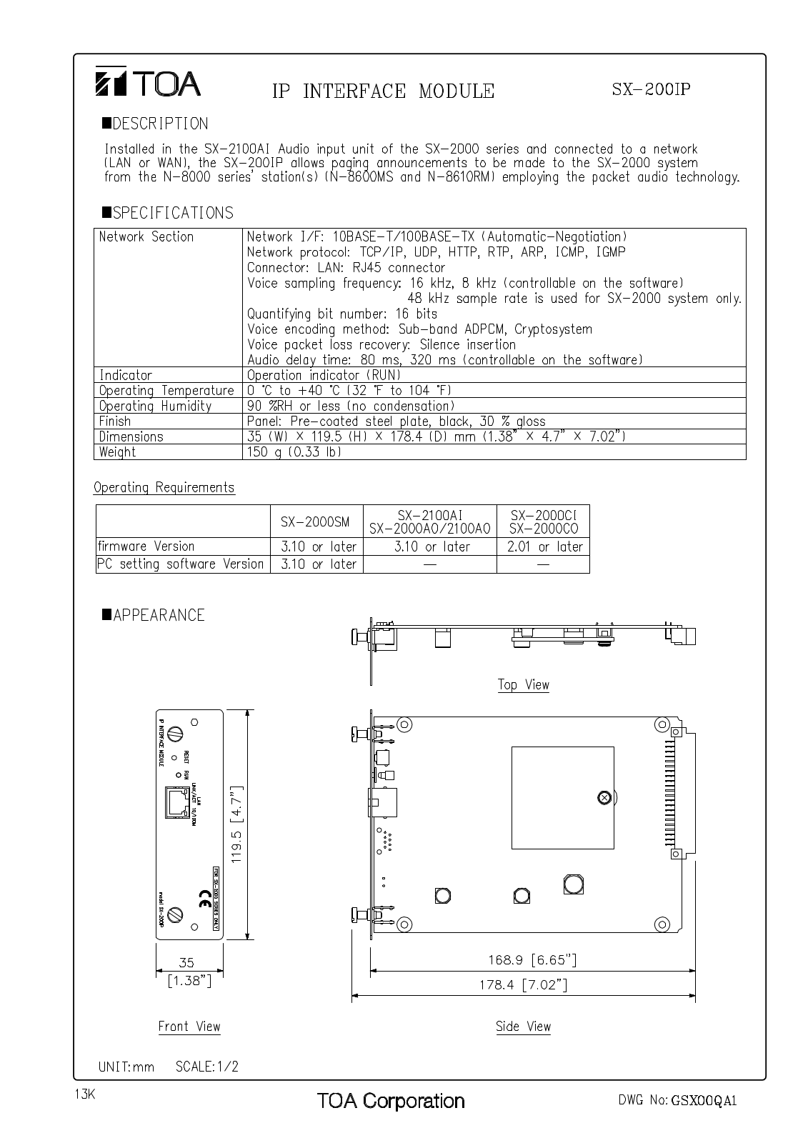 TOA SX-200IP User Manual