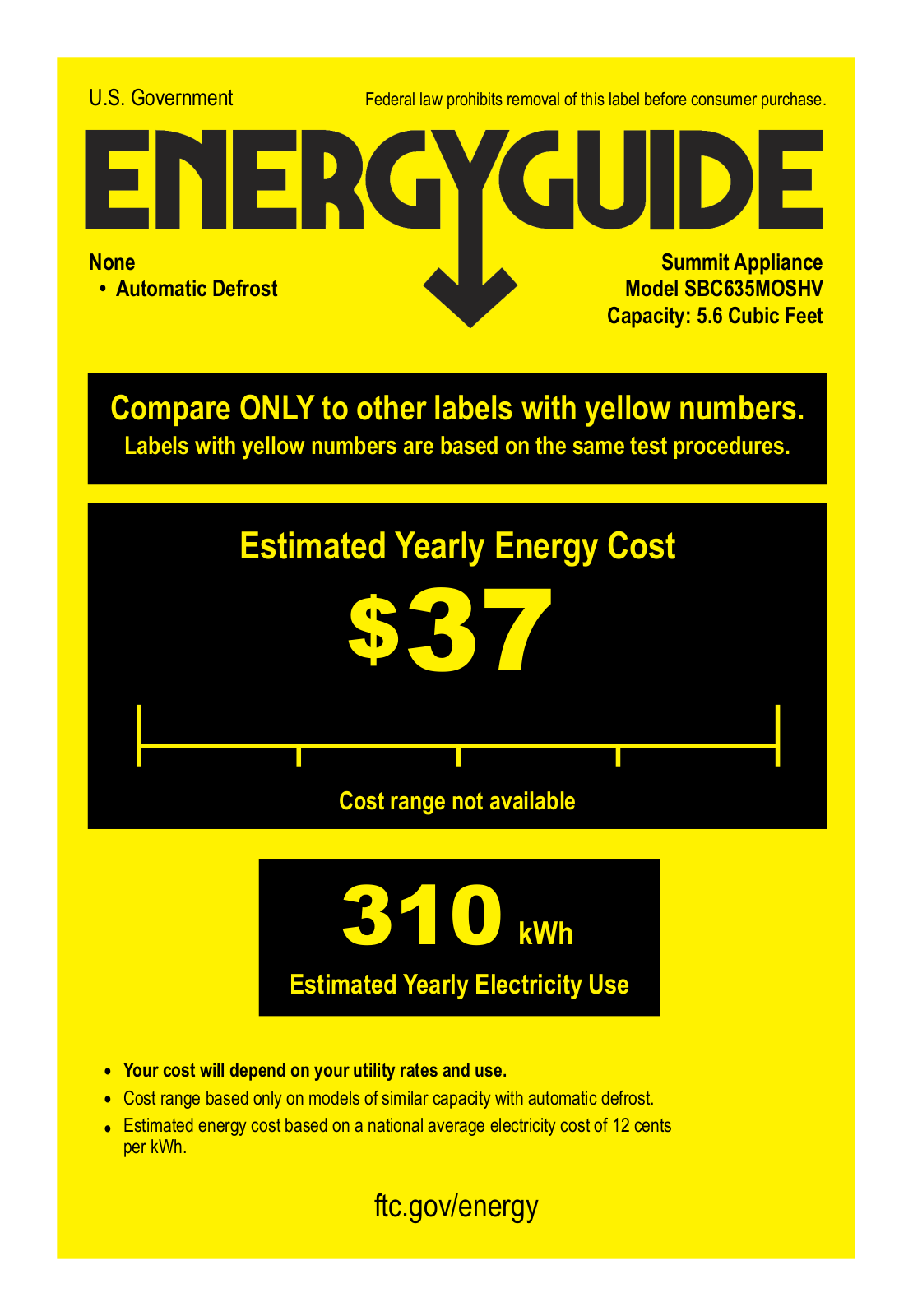 Summit SBC635MOSHV Energy manual