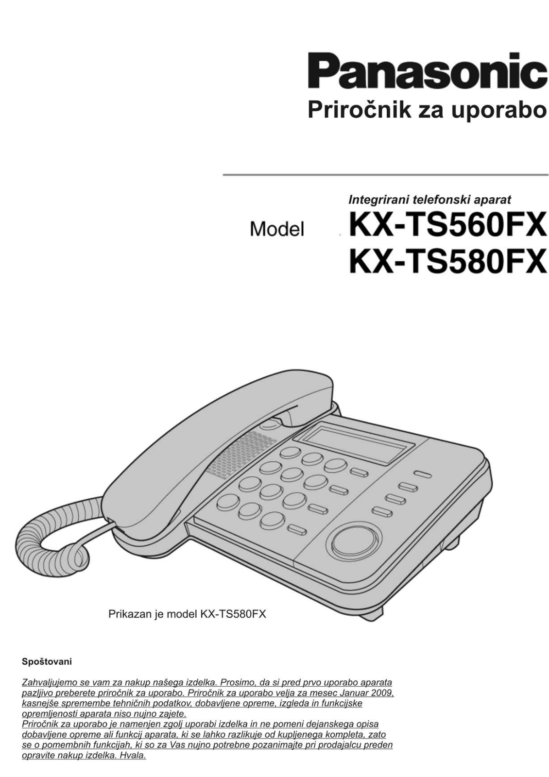 Panasonic KX-TS580FX, KX-TS560FX User Manual