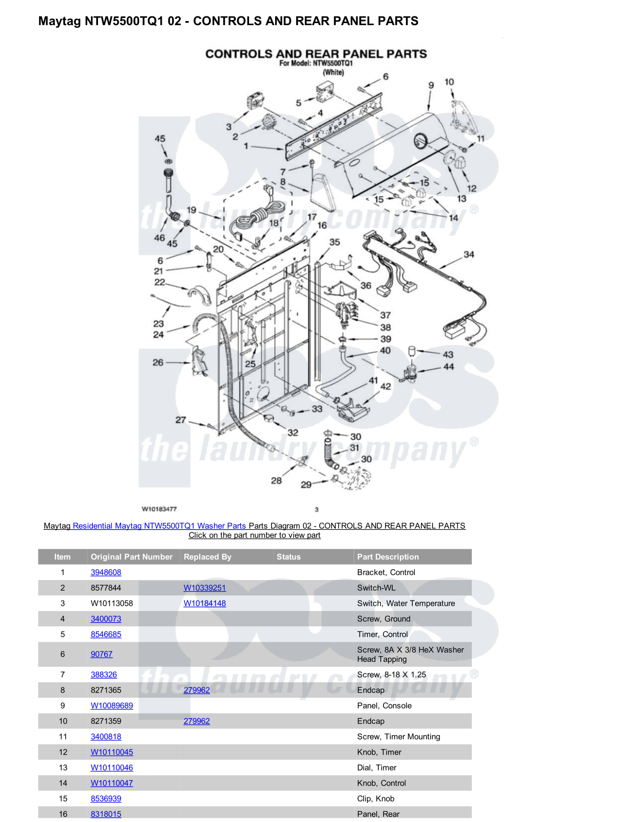 Maytag NTW5500TQ1 Parts Diagram