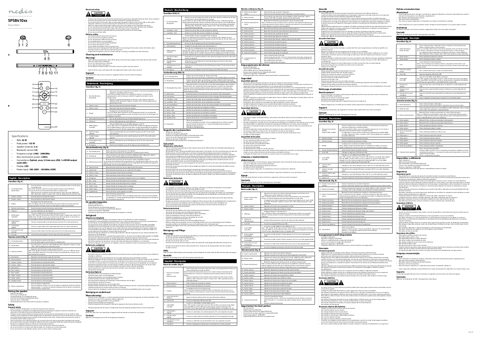 Nedis SPSB410BK User manual