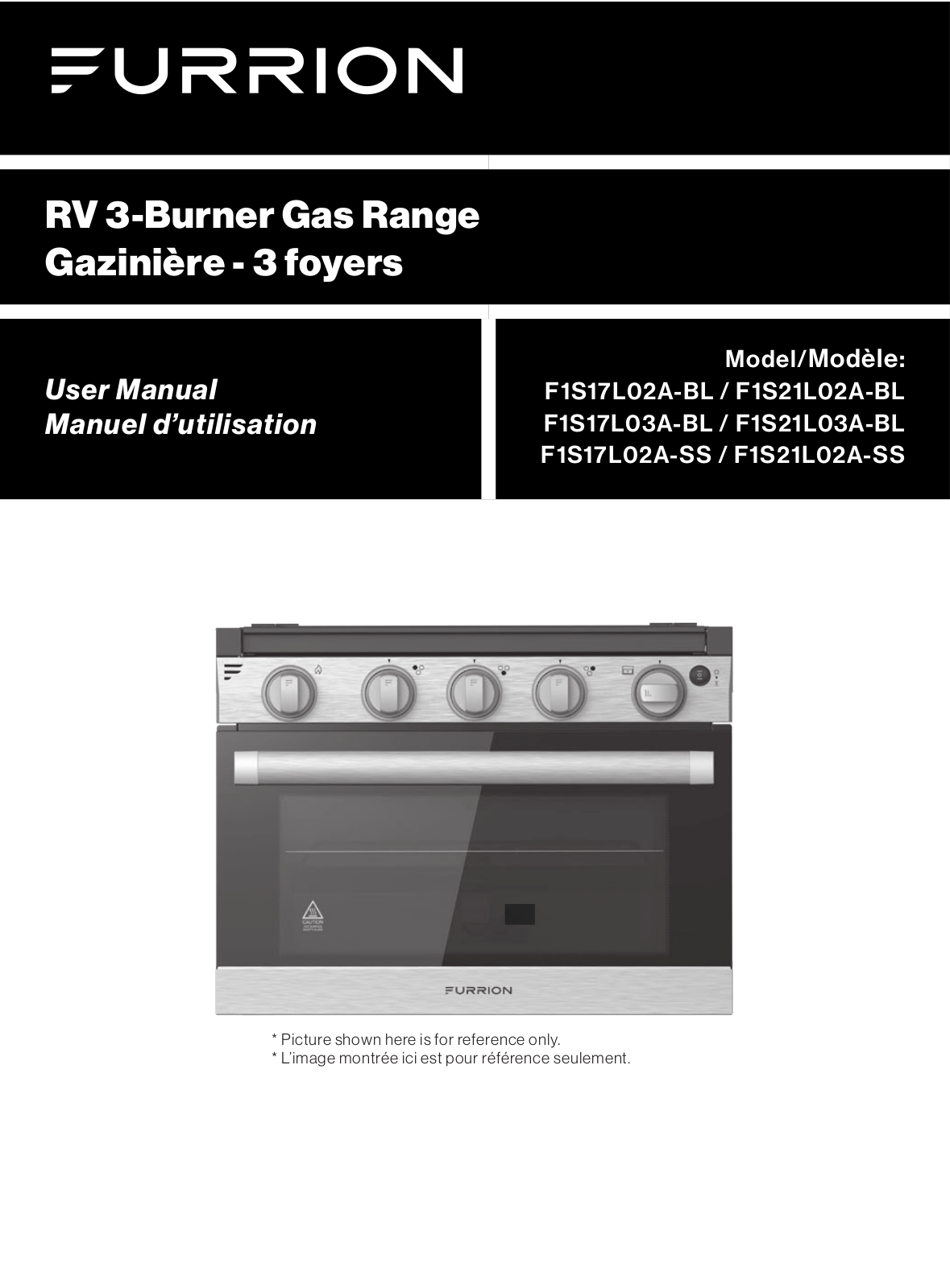 Furrion F1S17L02A-BL, F1S21L02A-BL, F1S17L03A-BL, F1S21L03A-BL, F1S17L02A-SS User Manual