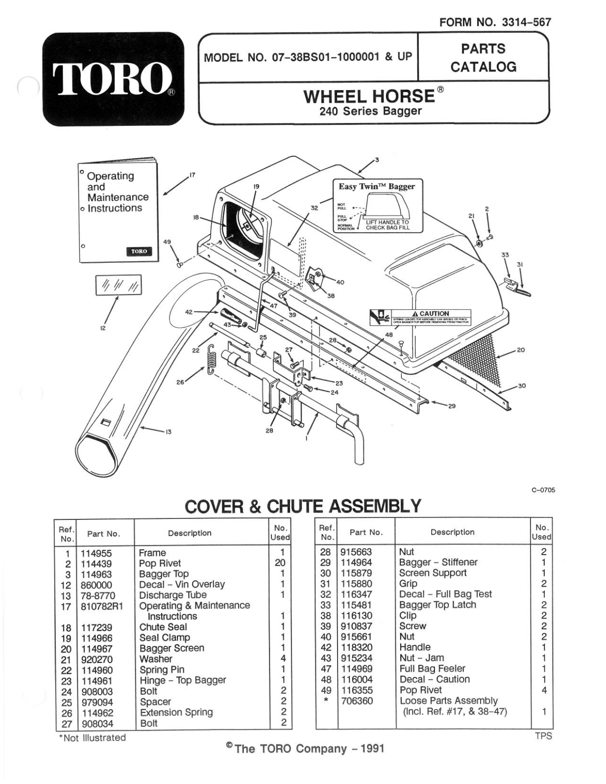 Toro 07-38BS01 Parts Catalogue