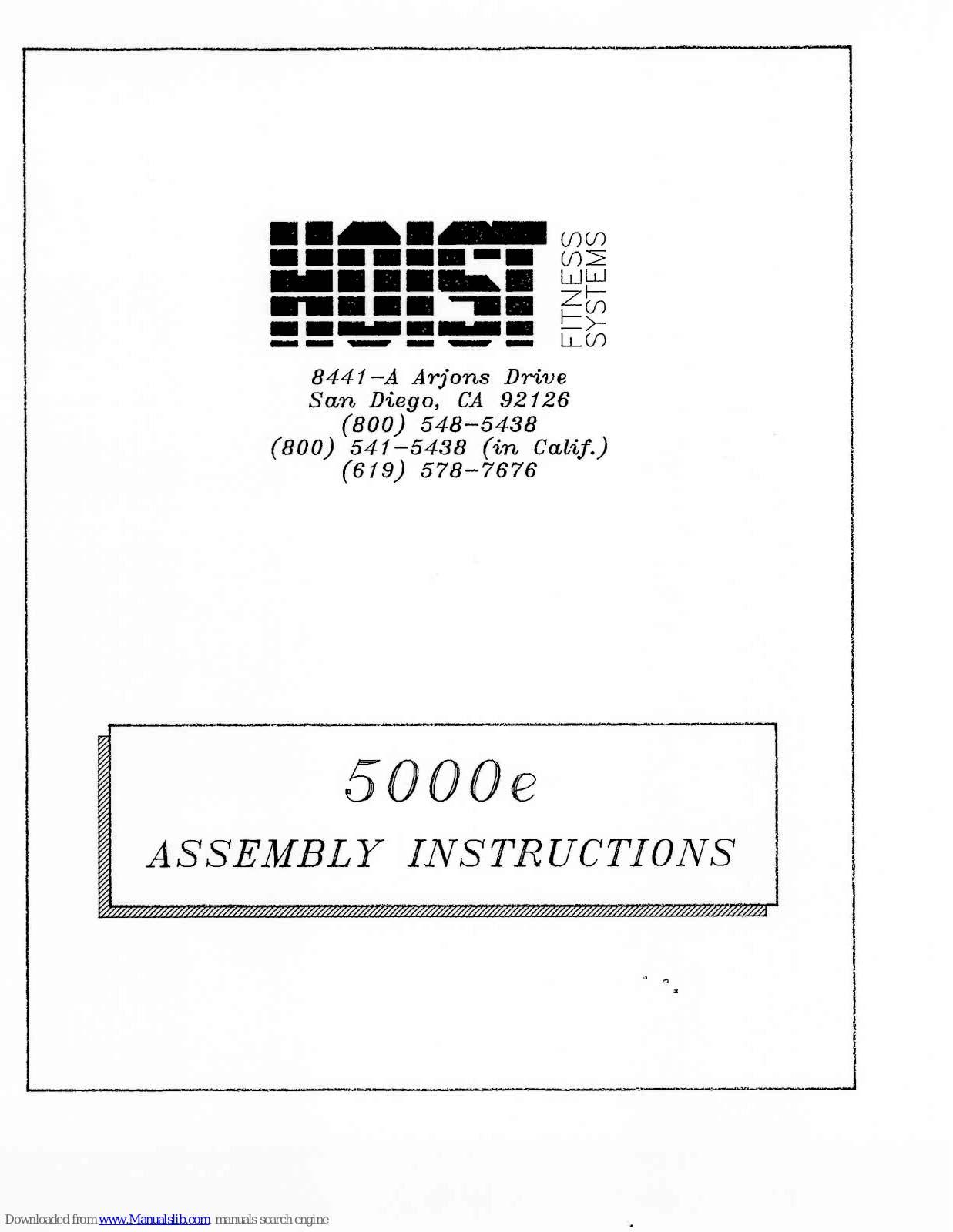 Hoist Fitness 5000e Assembly Instructions Manual