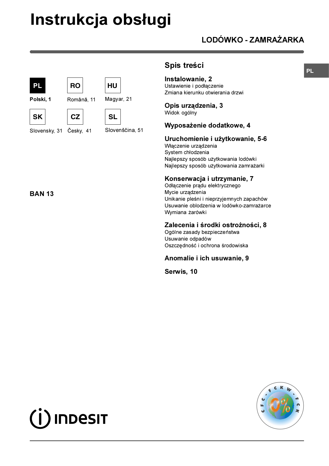 Indesit BAN 13 GF User Manual