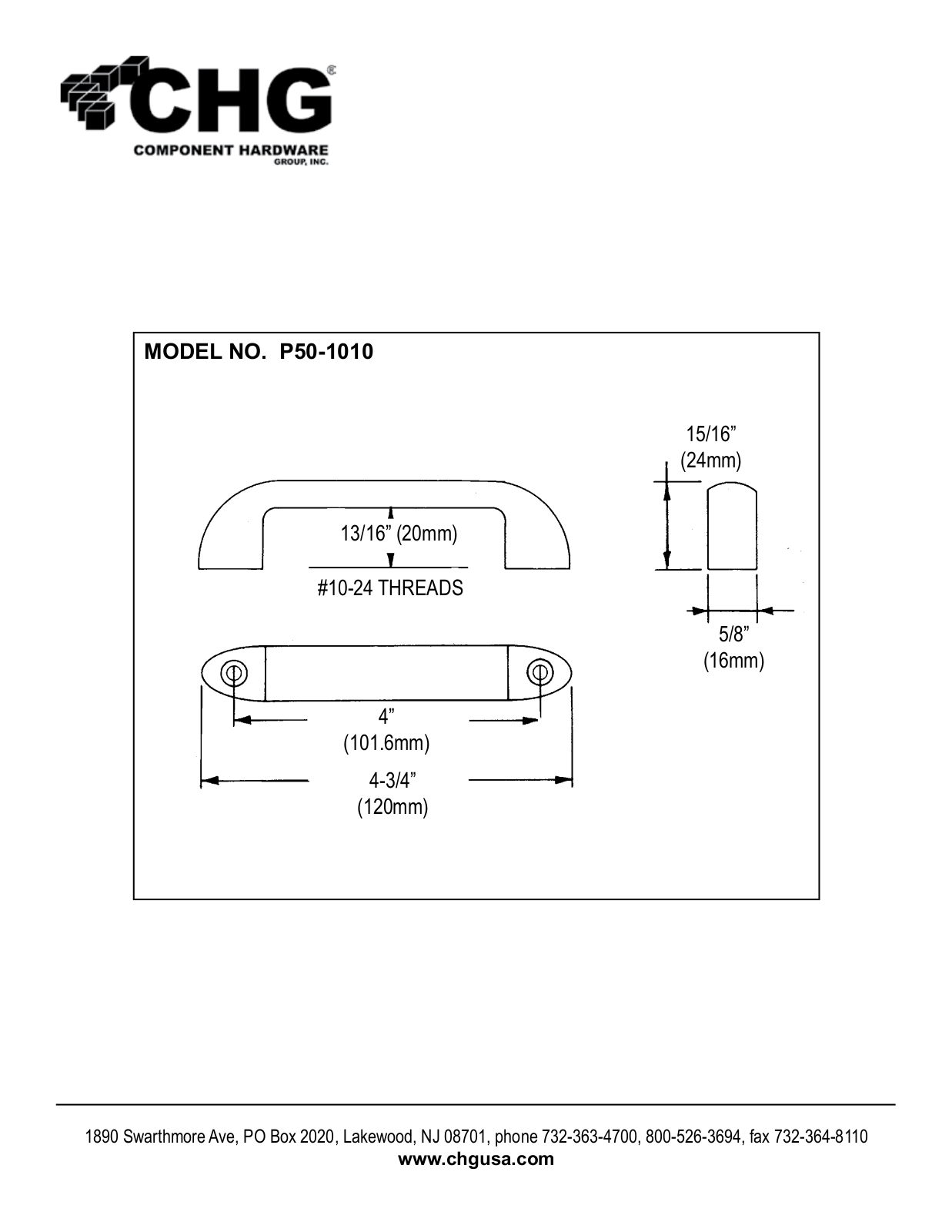 Component Hardware P50-1010 User Manual