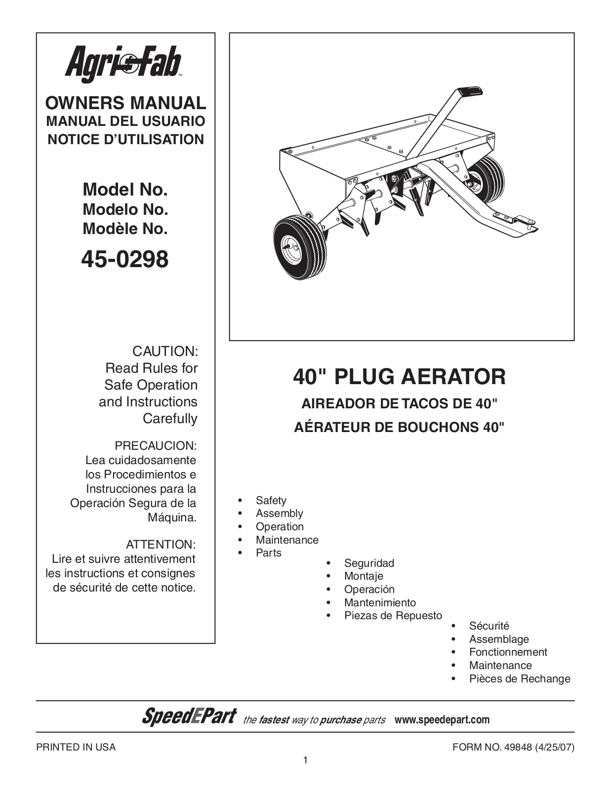 Agri-Fab 45-0298 User Manual