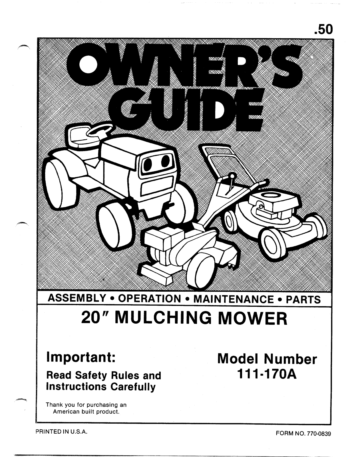 Bolens 112-170A User Manual