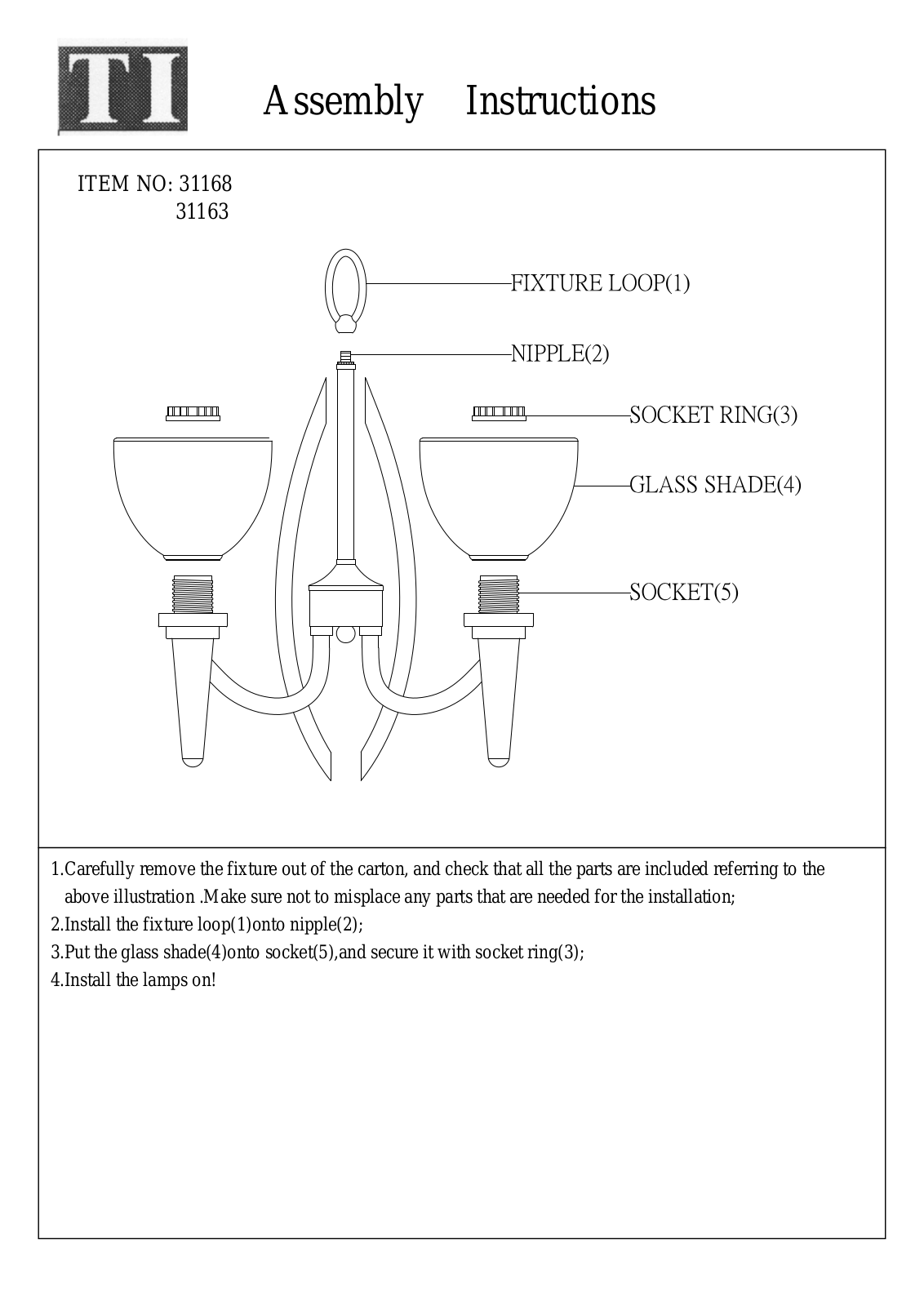 Triarch 31168, 31163 User Manual