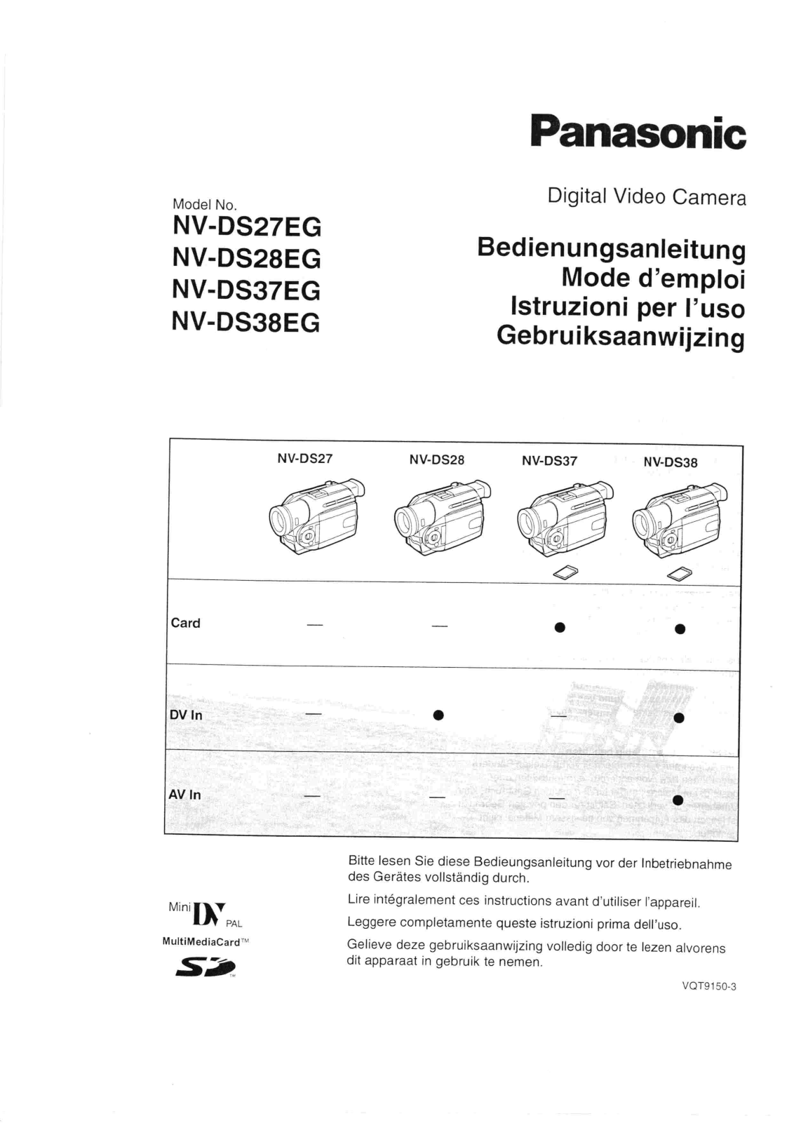 PANASONIC NV-DS38EGM, NV-DS37EGM, NV-DS38EG, NV-DS37EG, NV-DS28EG User Manual