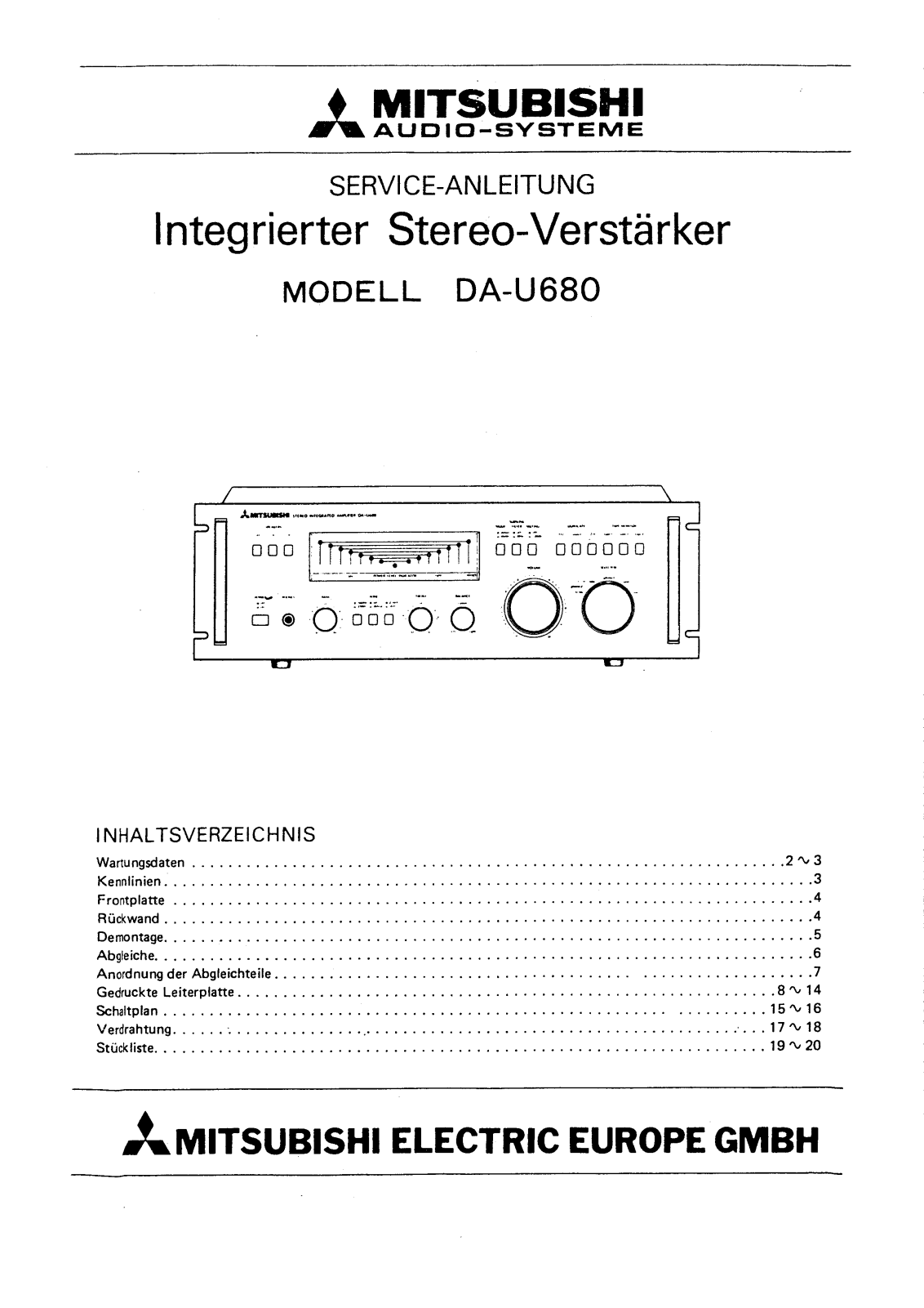 Mitsubishi DAU-680 Service manual