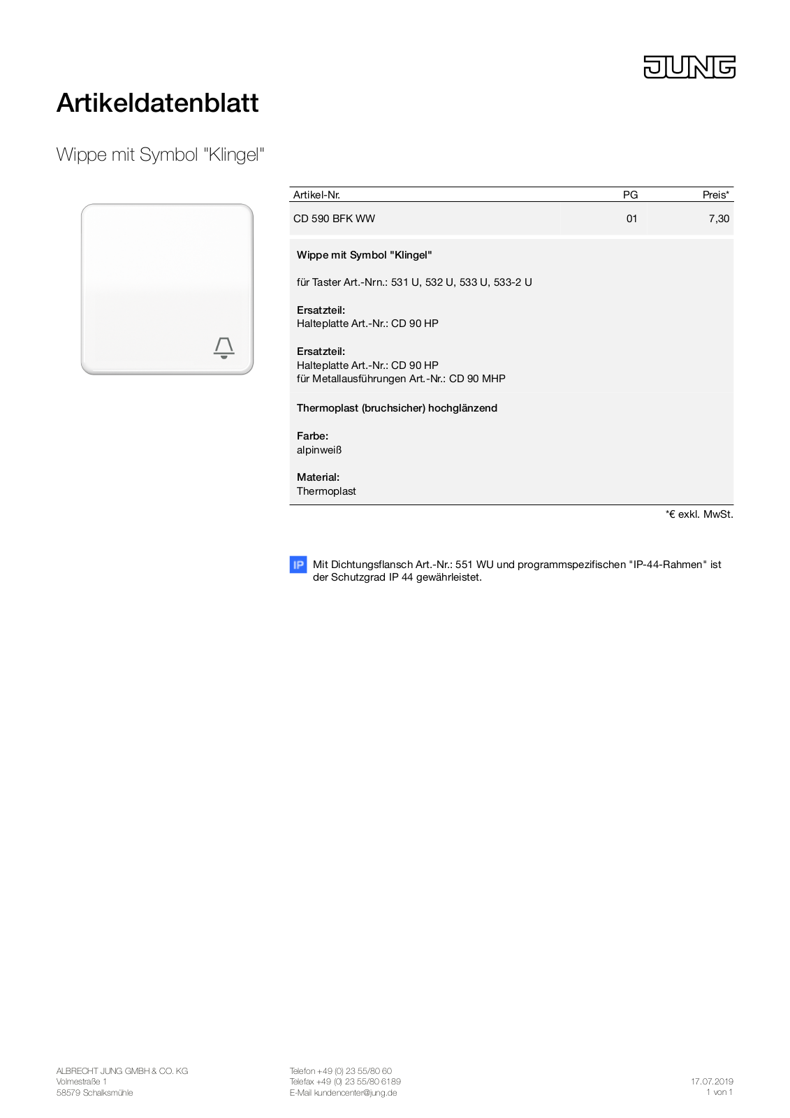 Jung CD 590 BFK WW User Manual