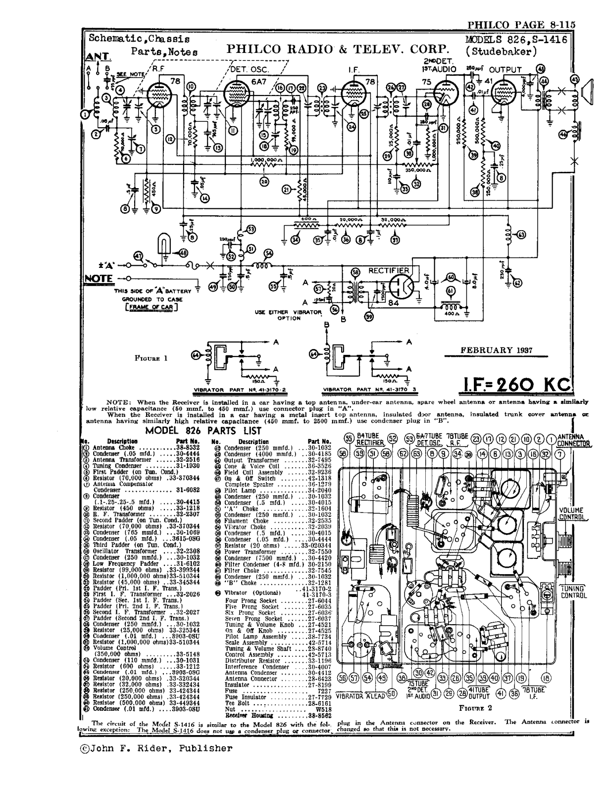 Philco 826 Schematic