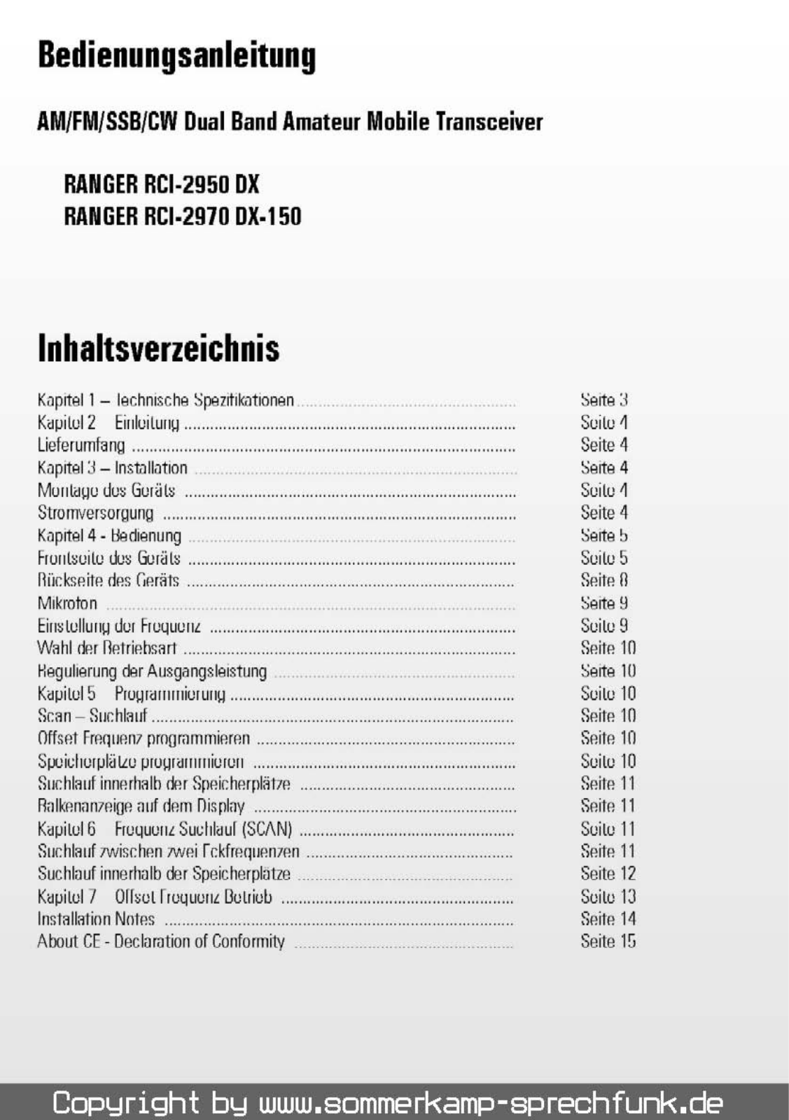 Sommerkamp TS2000 DX User Manual