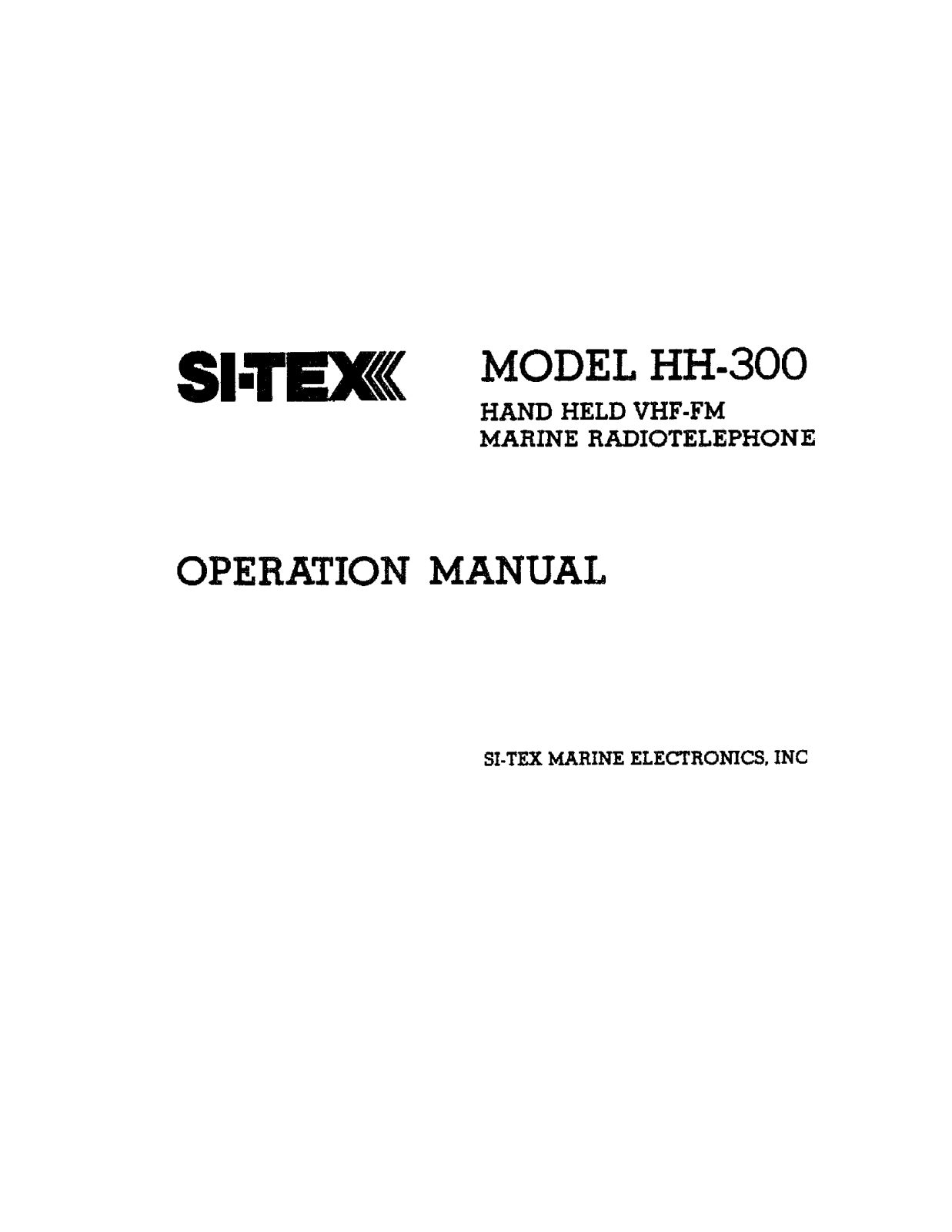 Si-tex HH-300 User's Manual