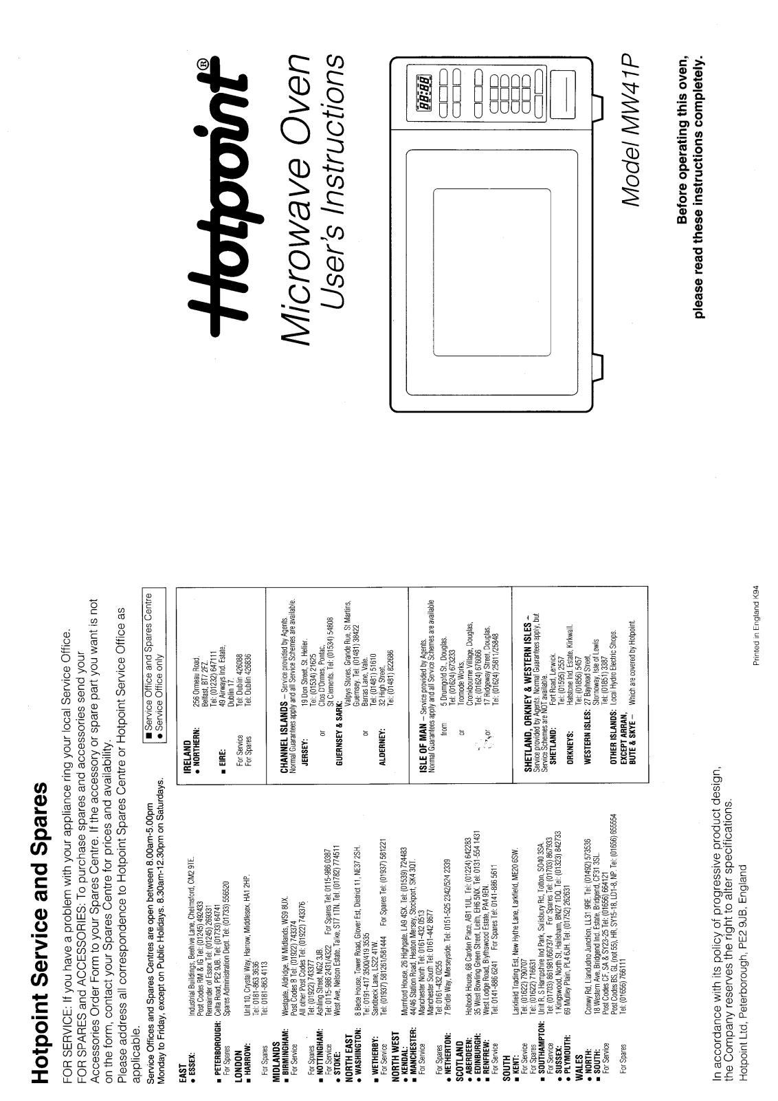 Hotpoint MW41P User Manual