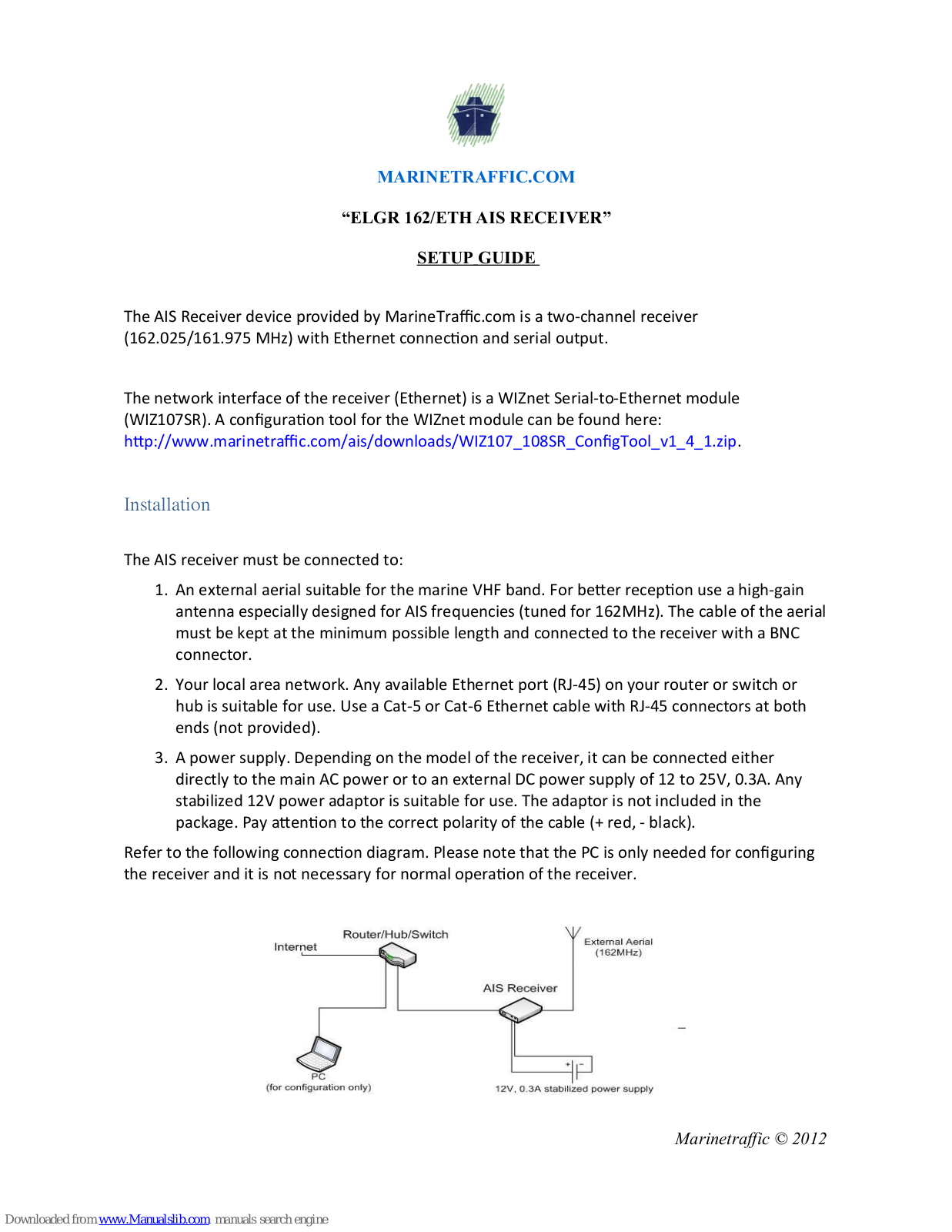 MARINETRAFFIC ELGR 162/ETH Setup Manual - ManualMachine.com
