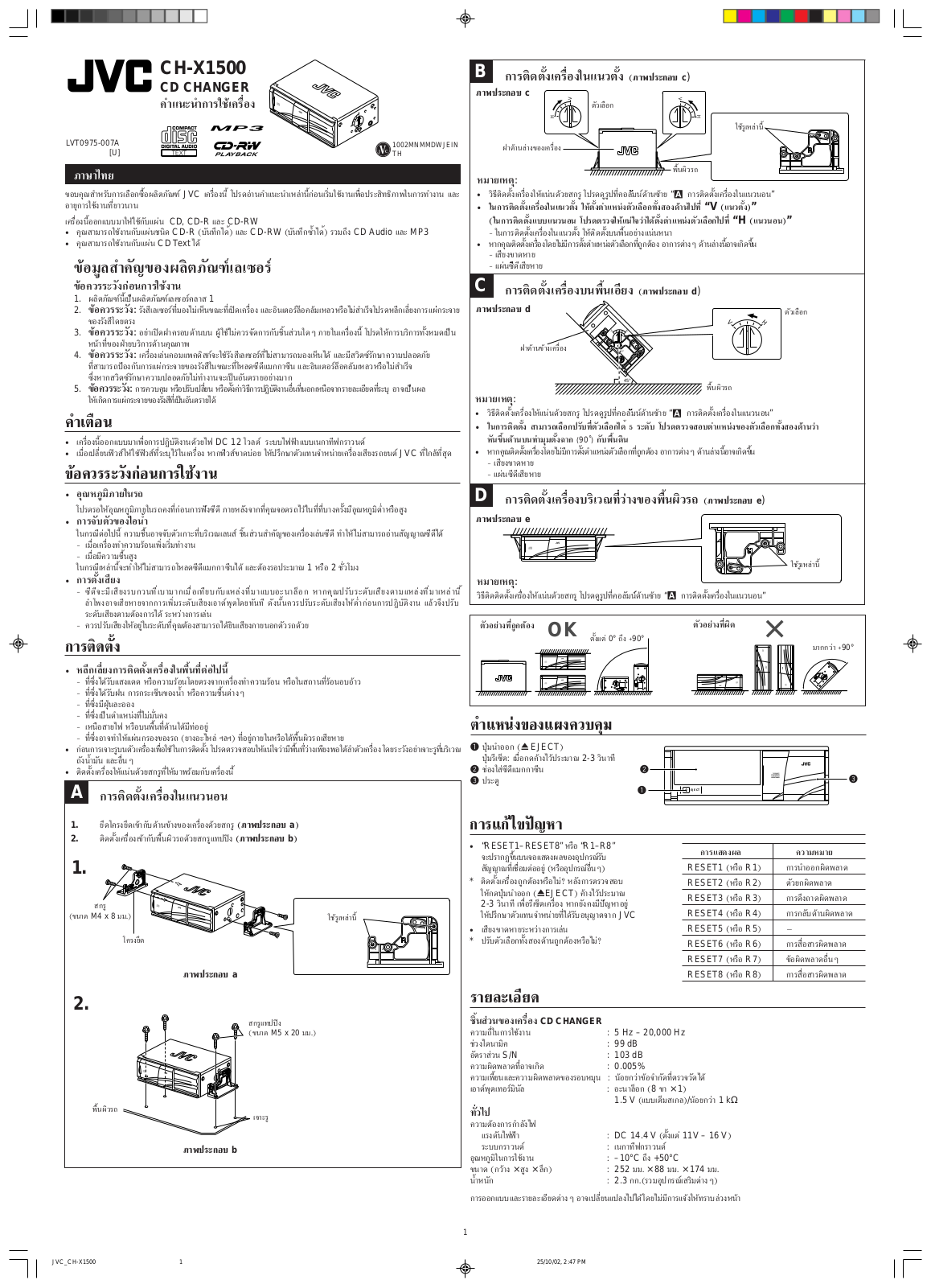 JVC CH-X1500 User Manual