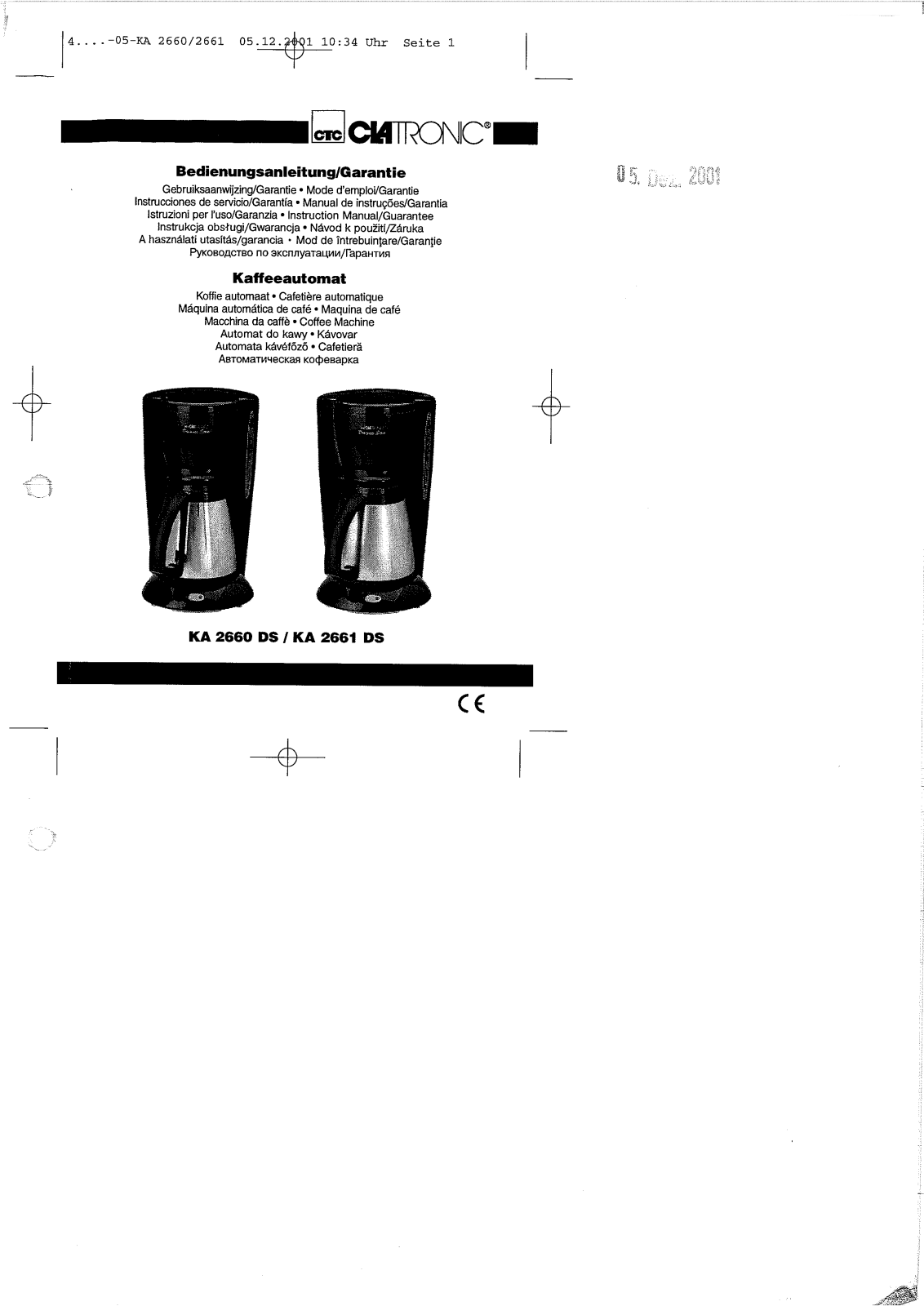 CLATRONIC KA2660, KA 2661 User Manual