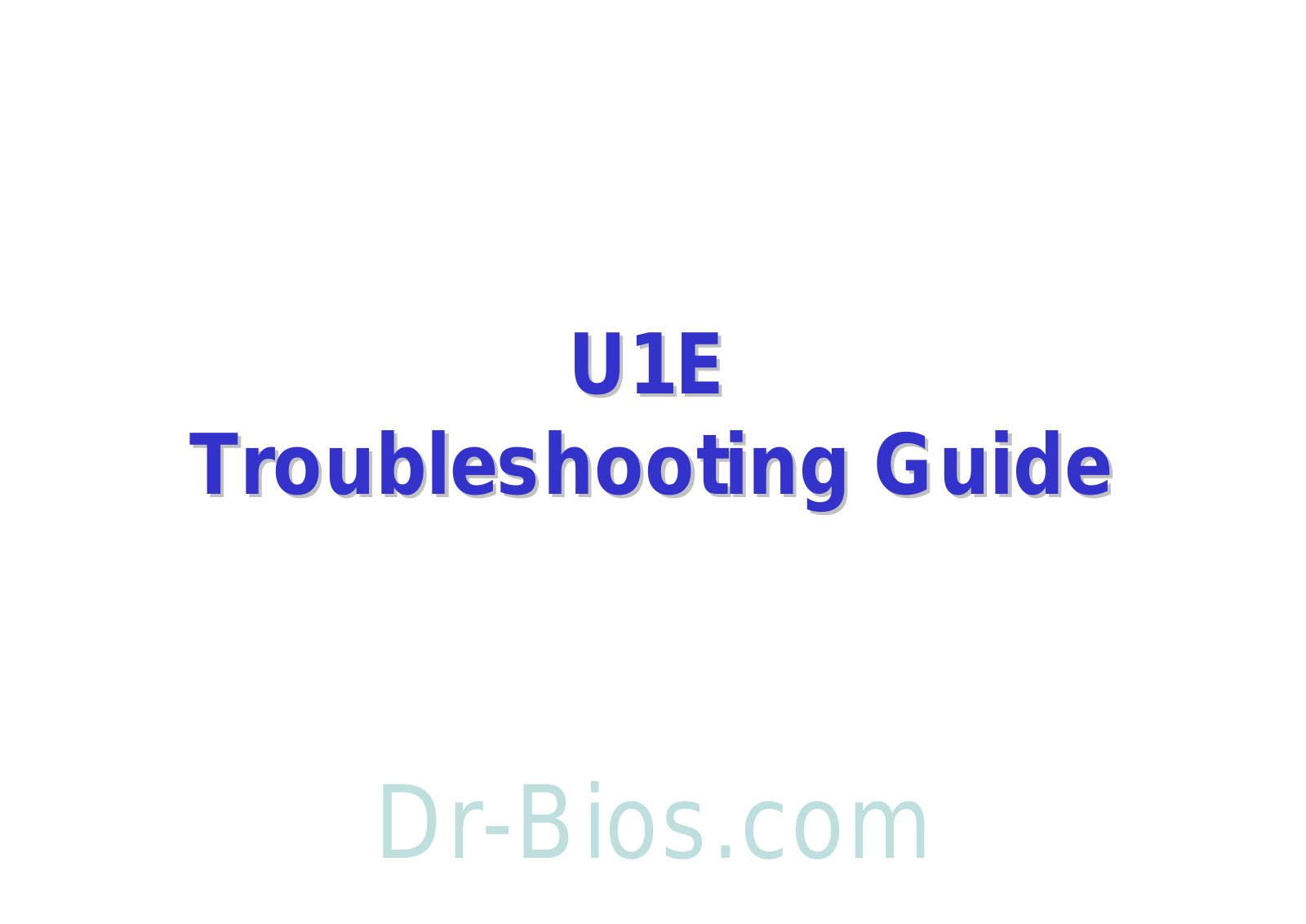 Asus U1E TROUBLESHOOTING GUIDE