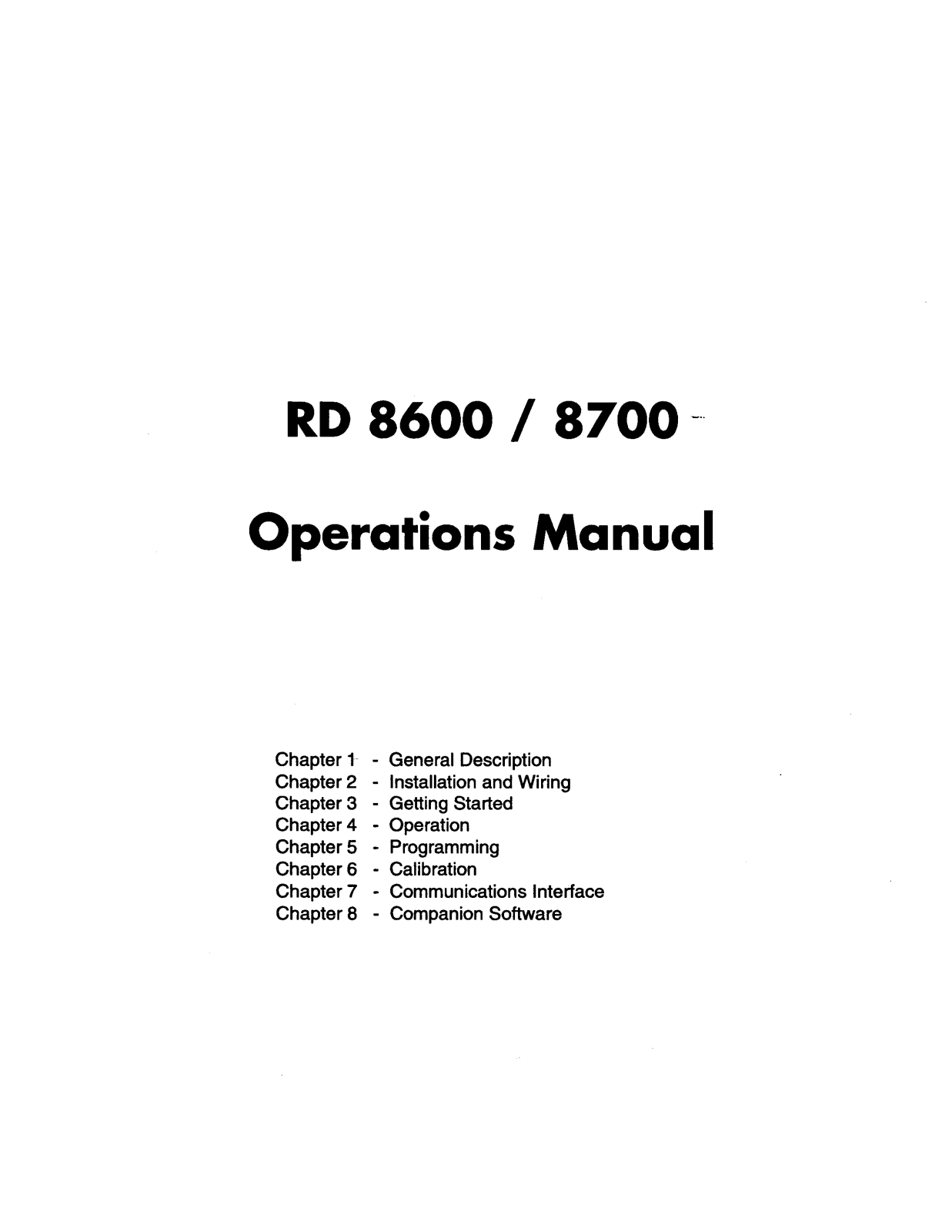 Omega Products RD8600 Installation  Manual