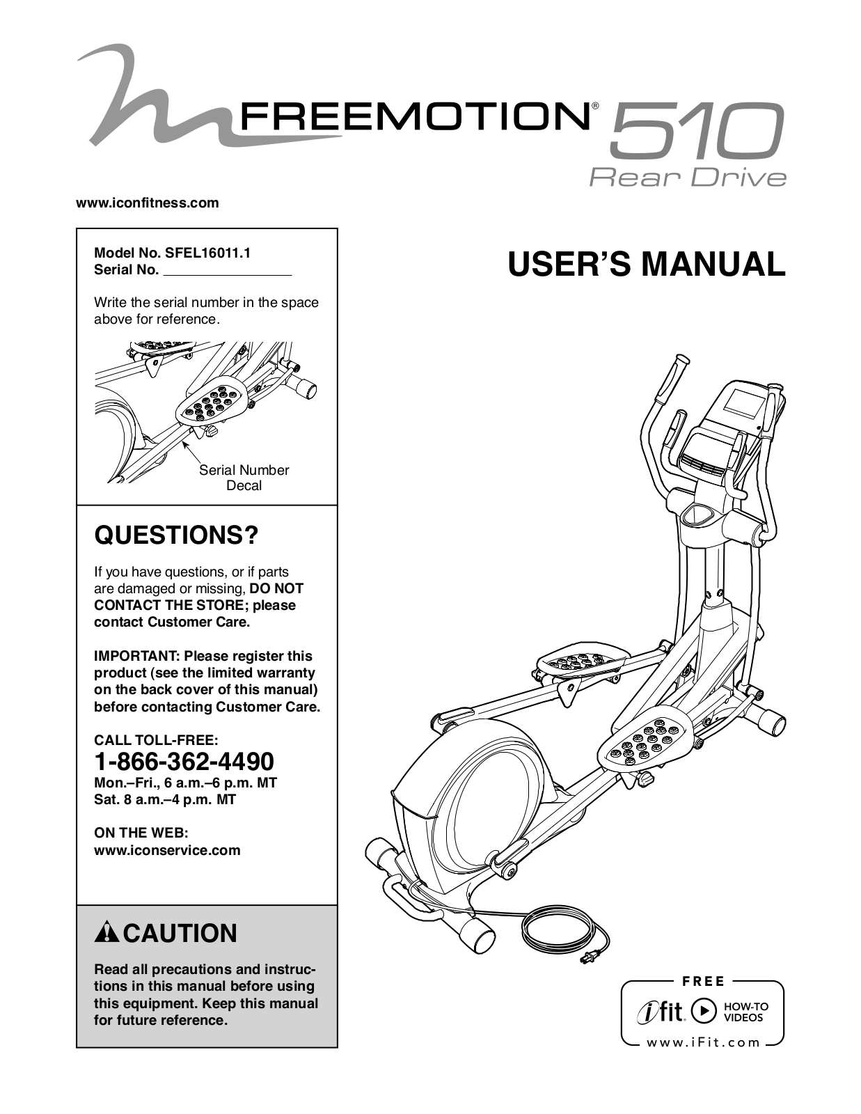 FreeMotion SFEL160111 Owner's Manual