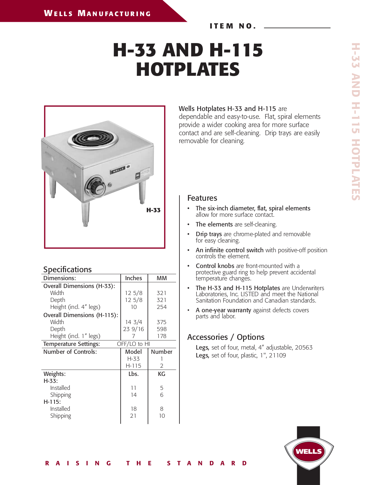 Wells H-115 User Manual