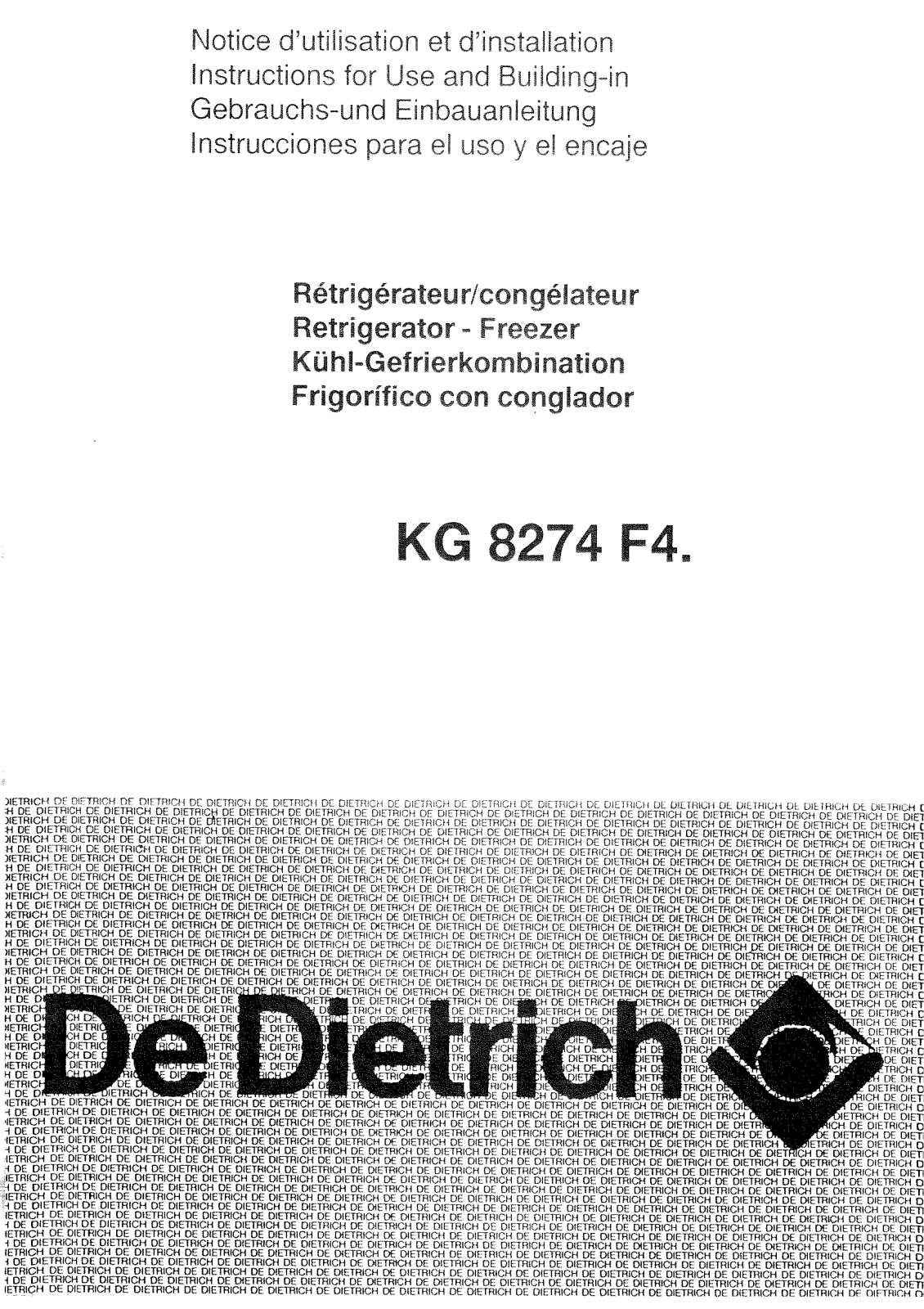 De dietrich KG8274F4 User Manual