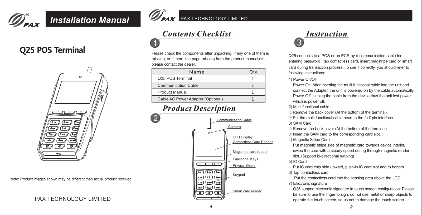 PAX Technology Q25LW User Manual