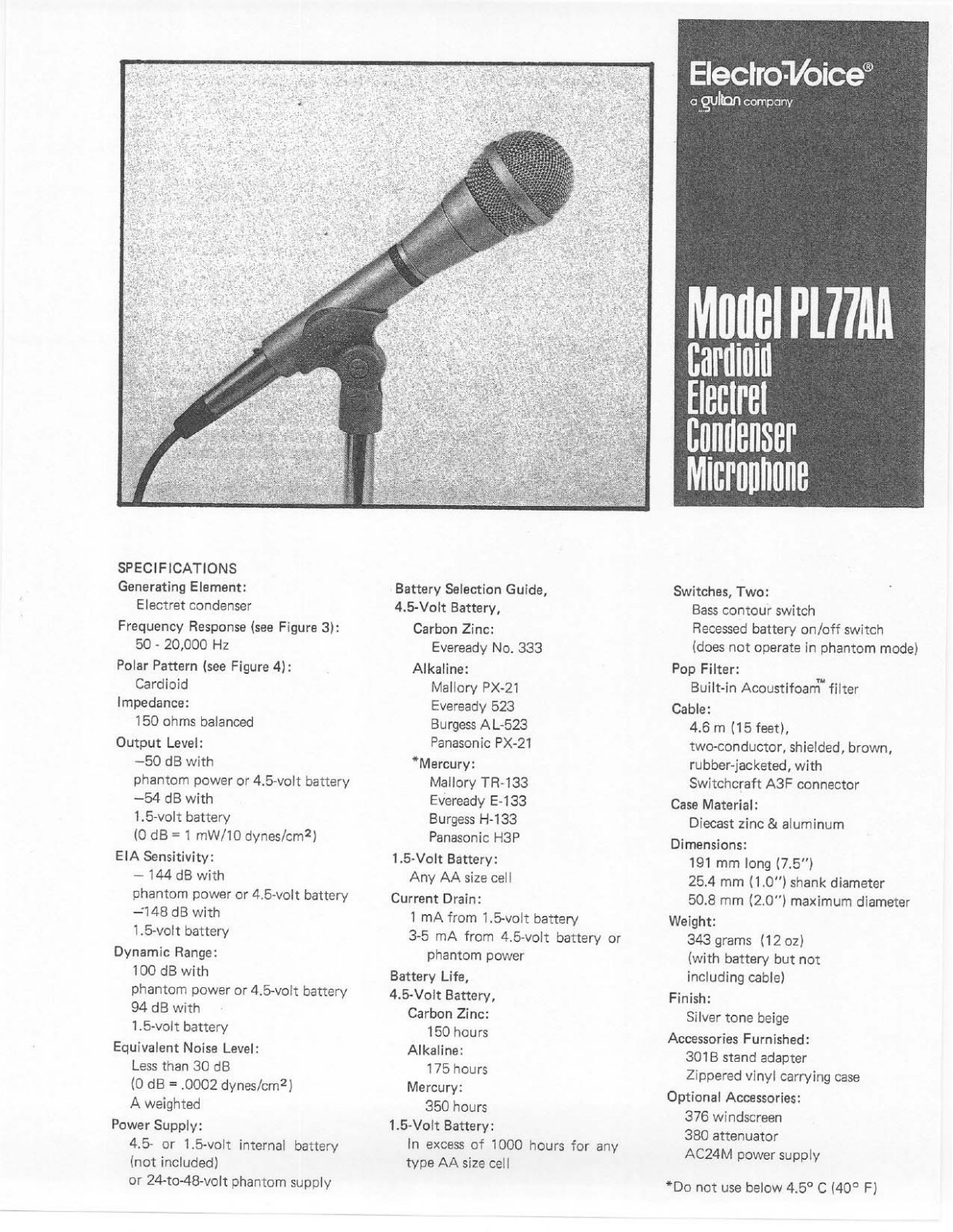 Electro-Voice PL77AA User Manual