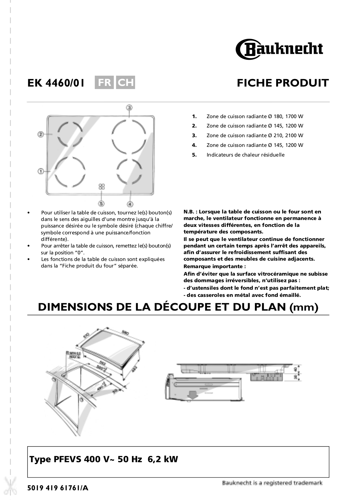 bauknecht EK 4460/01 Product Manual