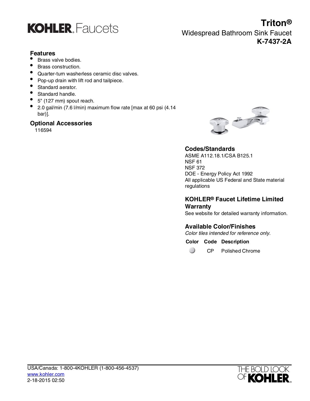 Kohler KOH6937 Specifications - ManualMachine.com