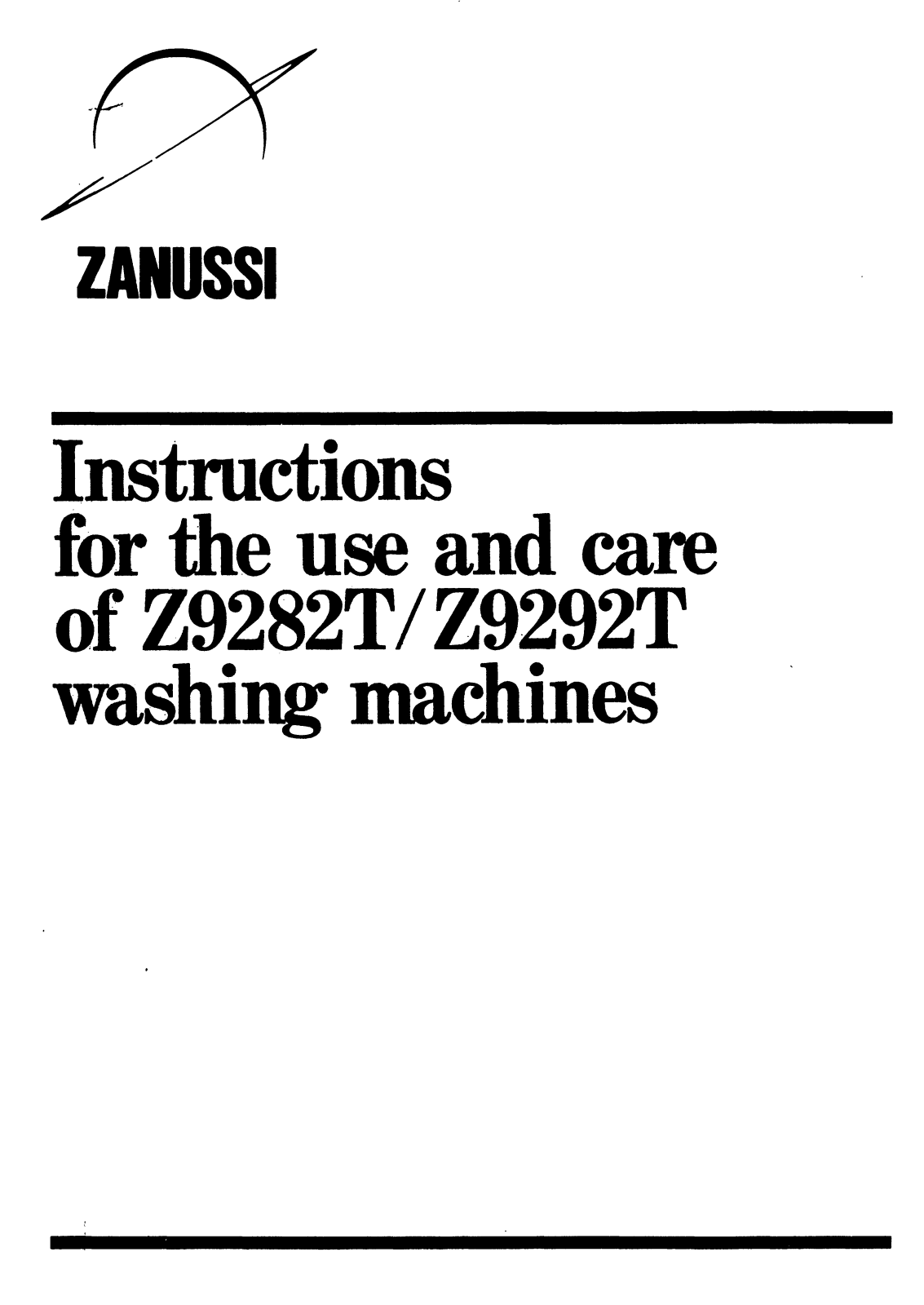 Zanussi Z9292T, Z9282T User Manual