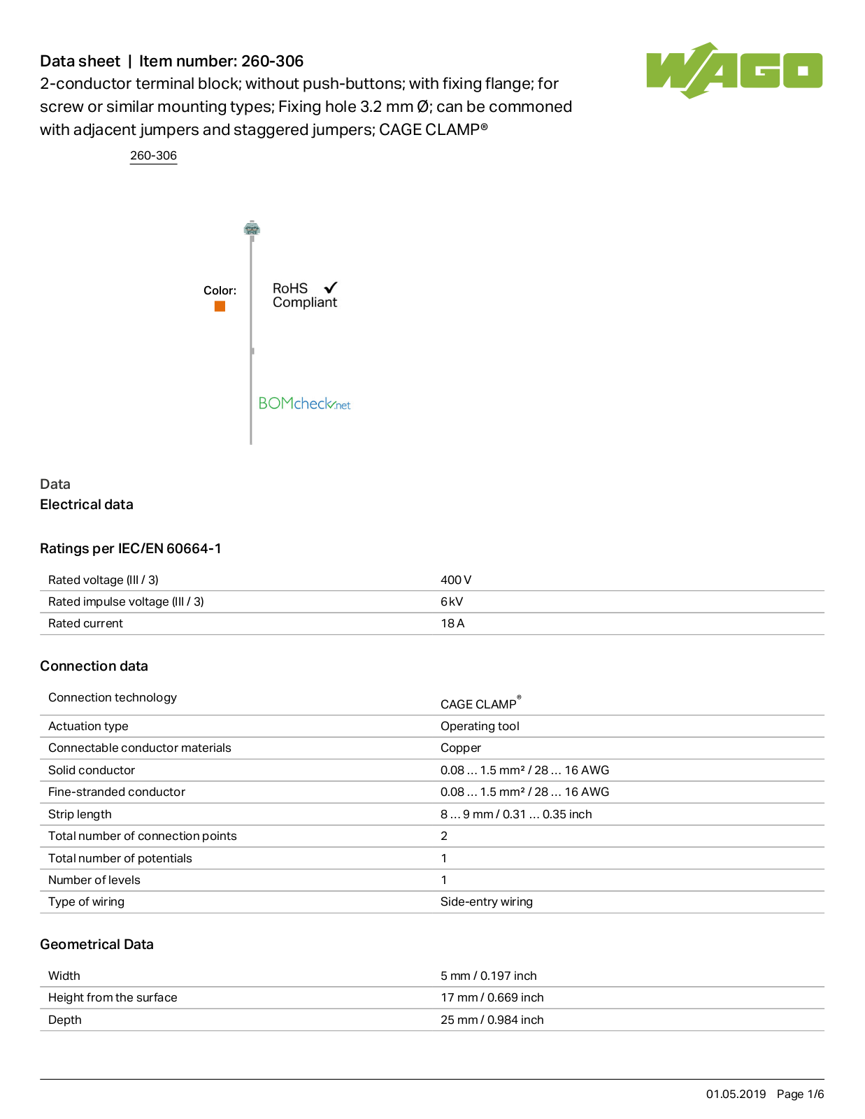 Wago 260-306 Data Sheet