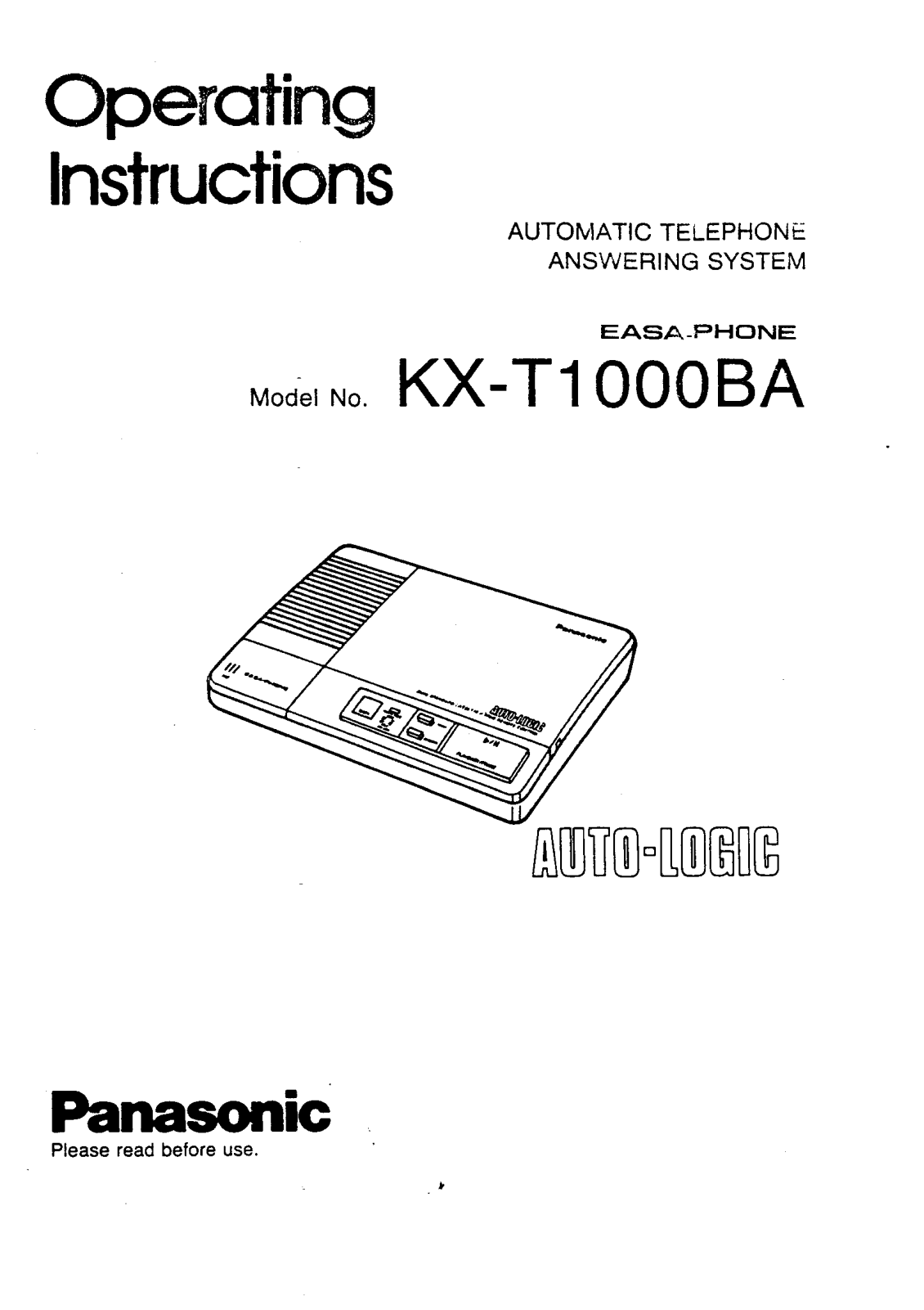 Panasonic KX-T1000BA Operating Instruction