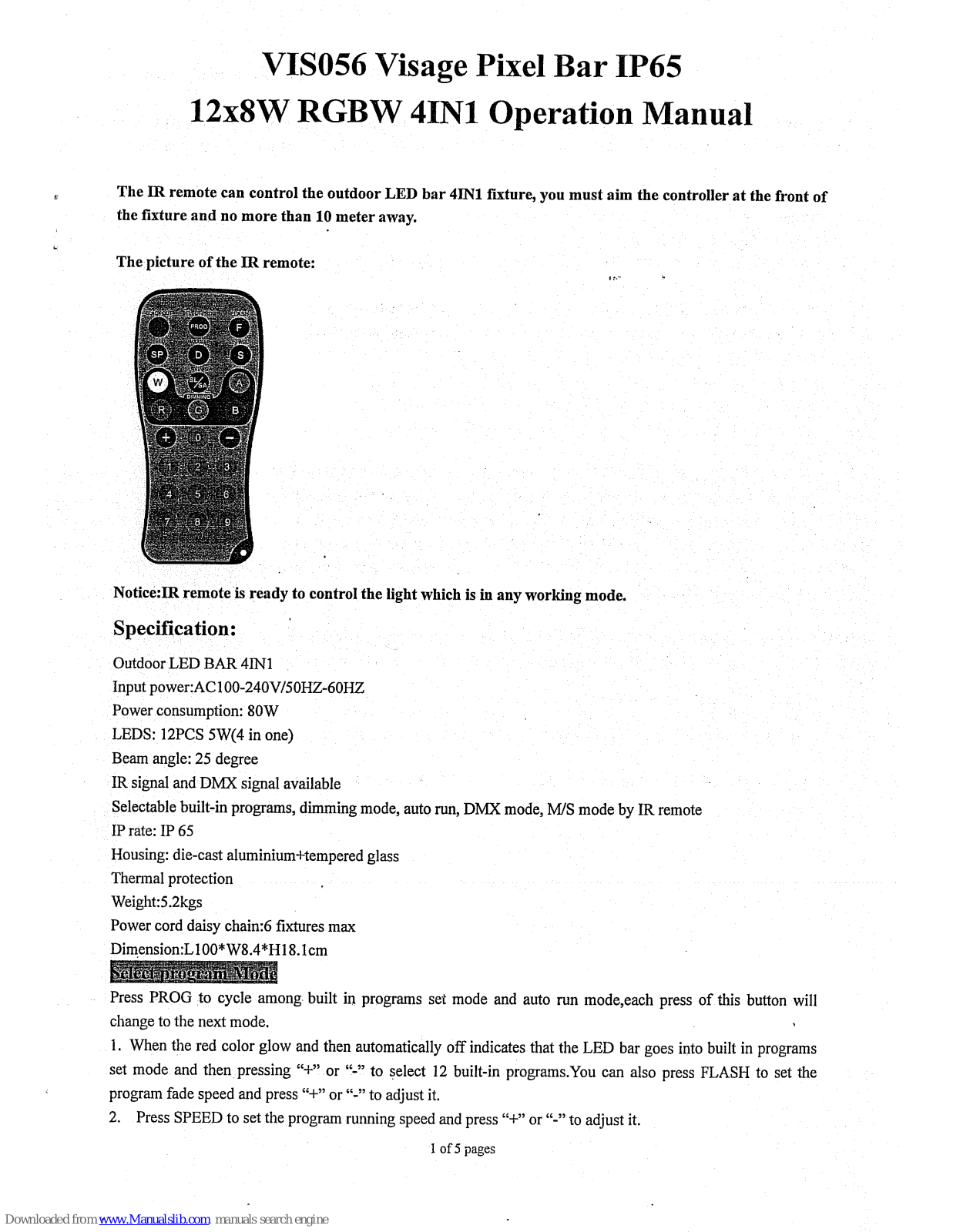 ViSAGE VIS056 Operation Manual