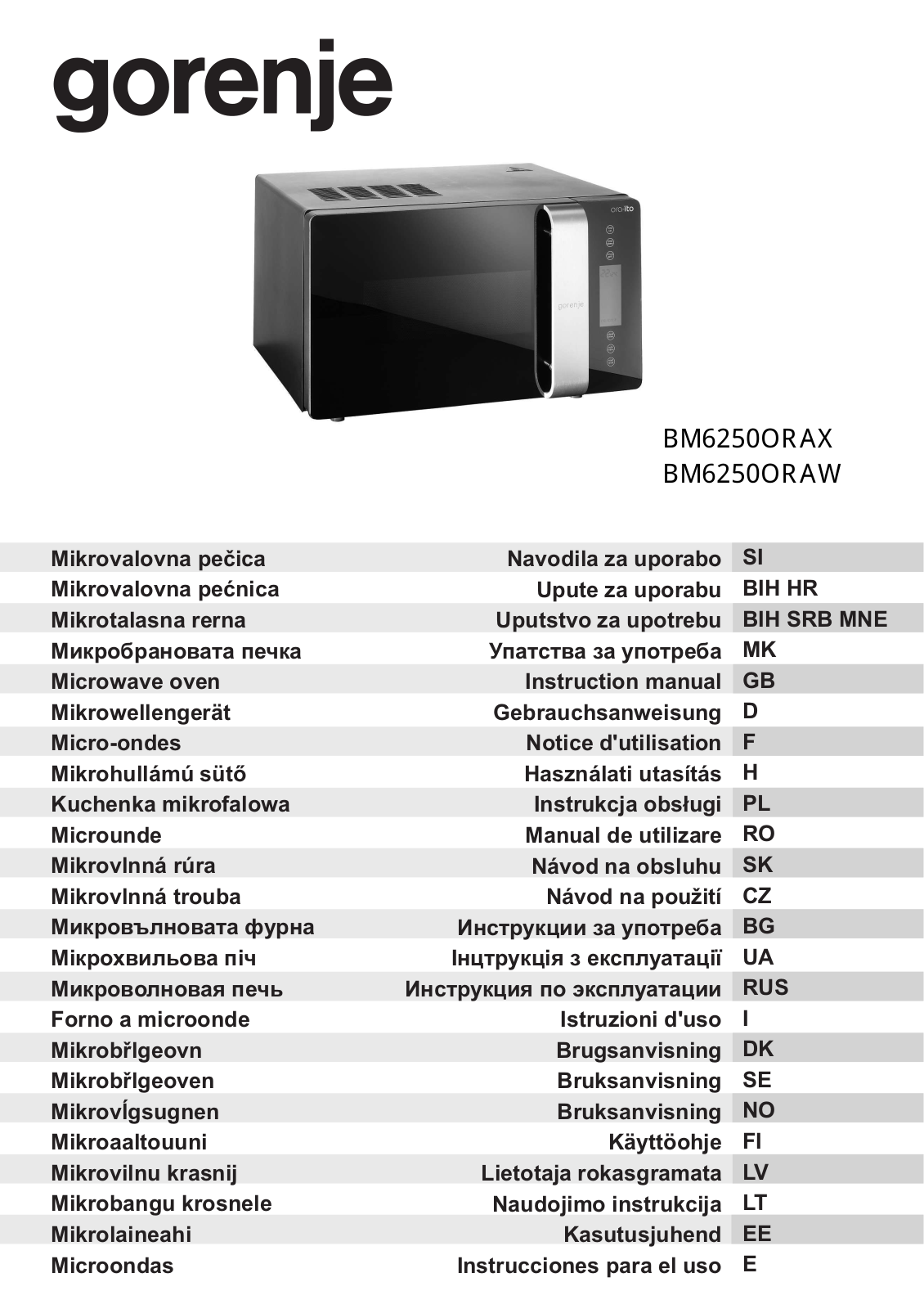 Gorenje BM6250 ORA X User manual