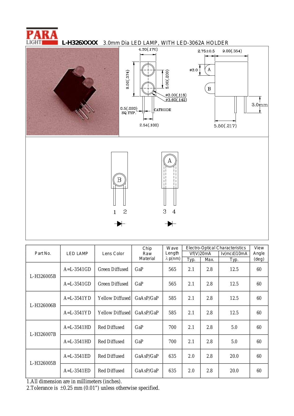 Datasheet L-H326007B, L-H326006B, L-H326005B Datasheet (PARA) - ManualMachine.com