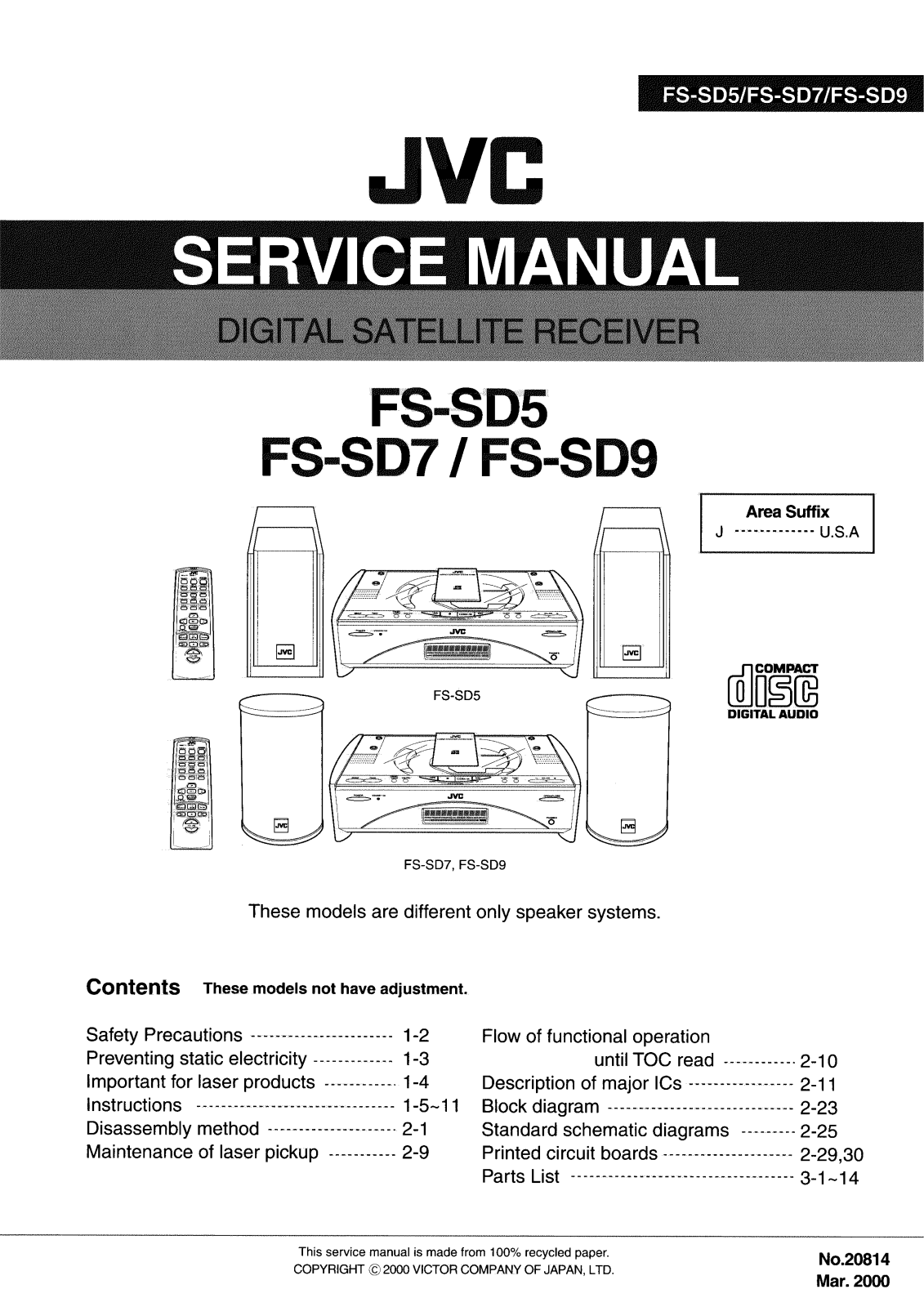 JVC FSSD-5, FSSD-7, FSSD-9 Service manual