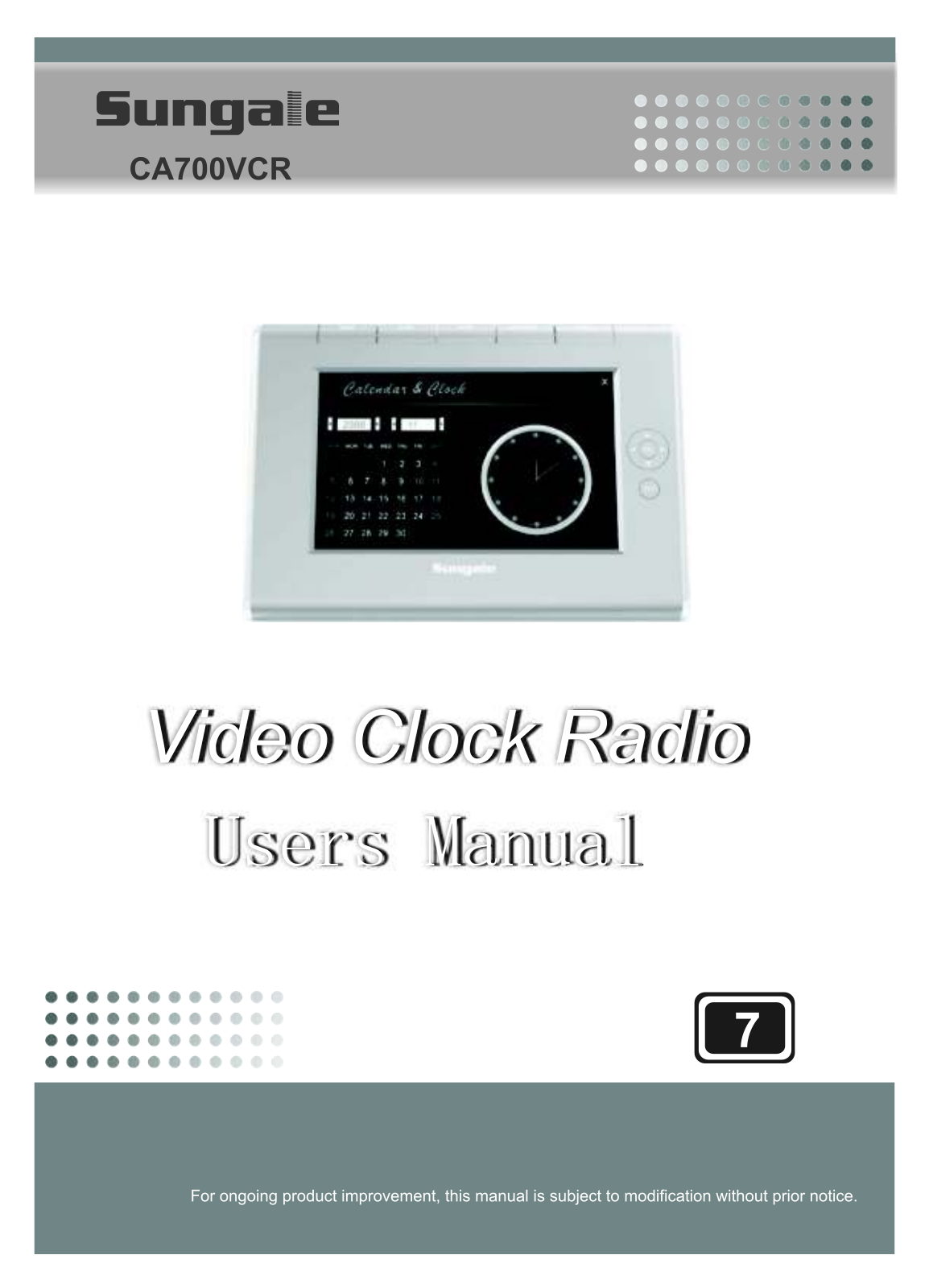 Sungale CA700VCR User Manual