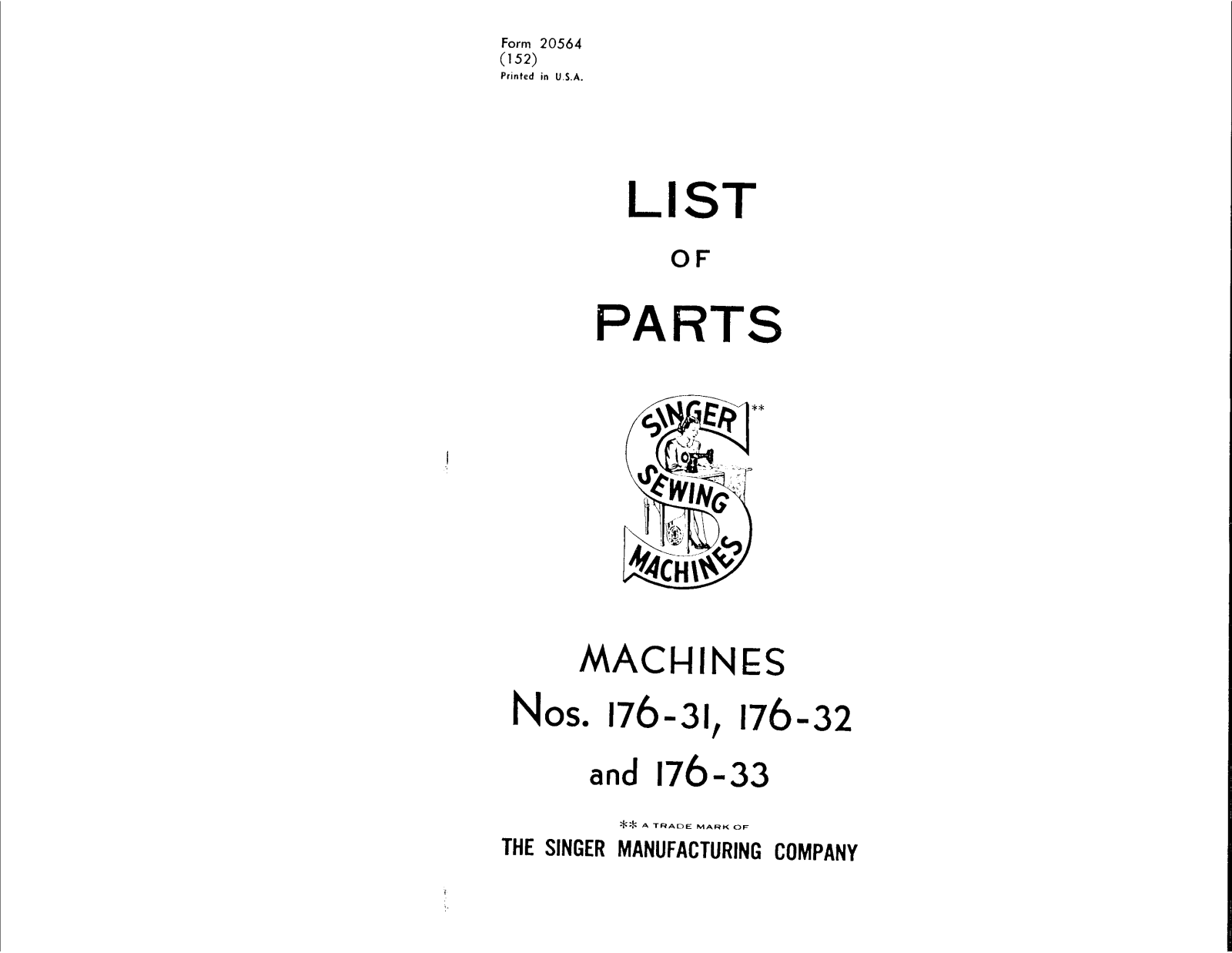 Singer 176-33, 176-31, 176-32 User Manual