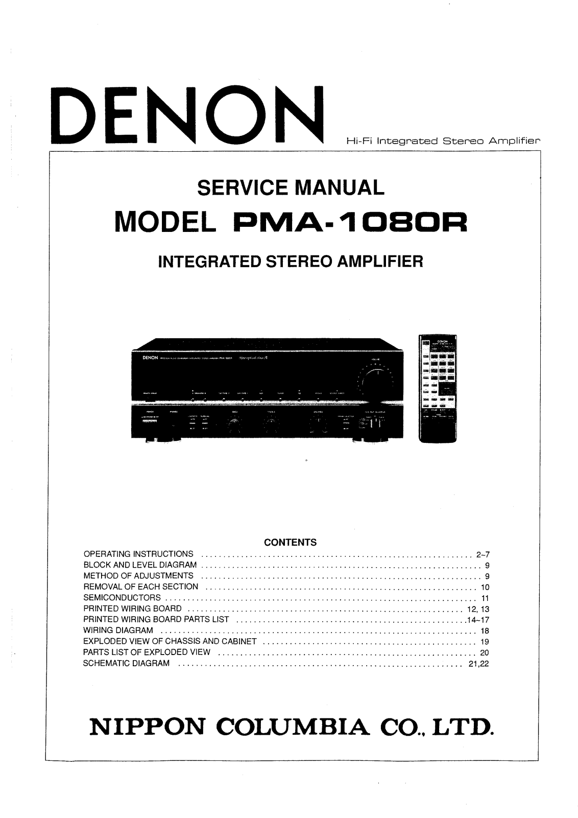 Denon PMA-1080R Service Manual