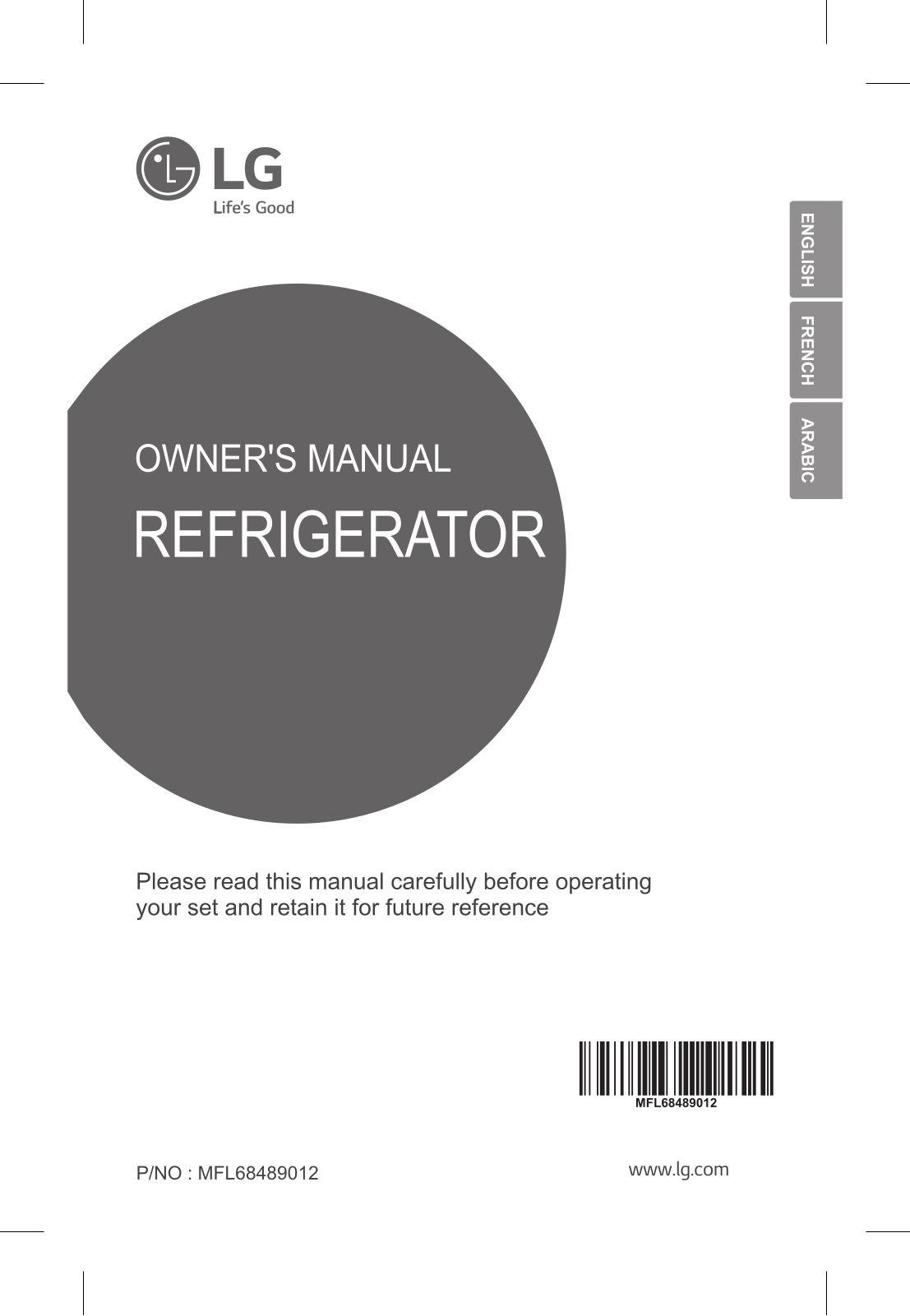 LG GR-C402RQCN, GR-C432RQCN, GL-C412RLCN, GL-C402RLCN, GL-C442RLCN Owner’s Manual