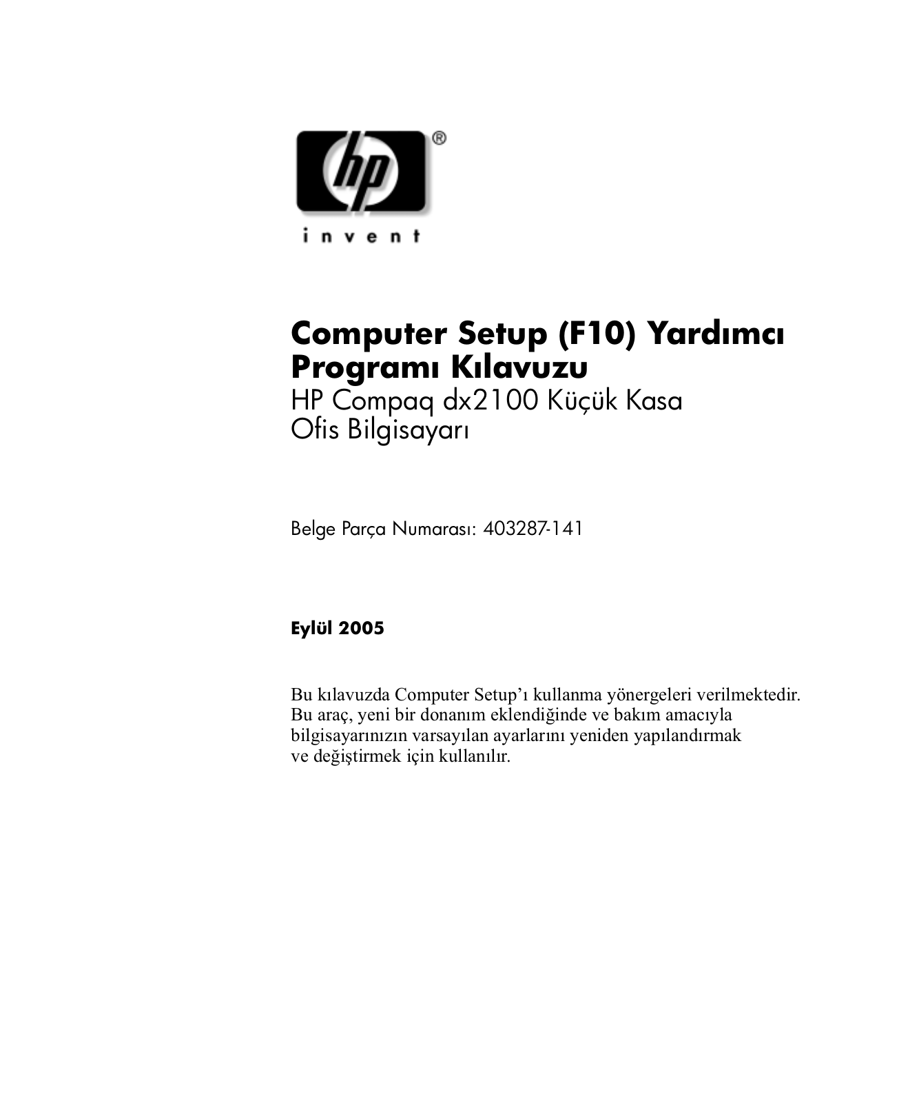 Hp COMPAQ DX2100 MICROTOWER User Manual