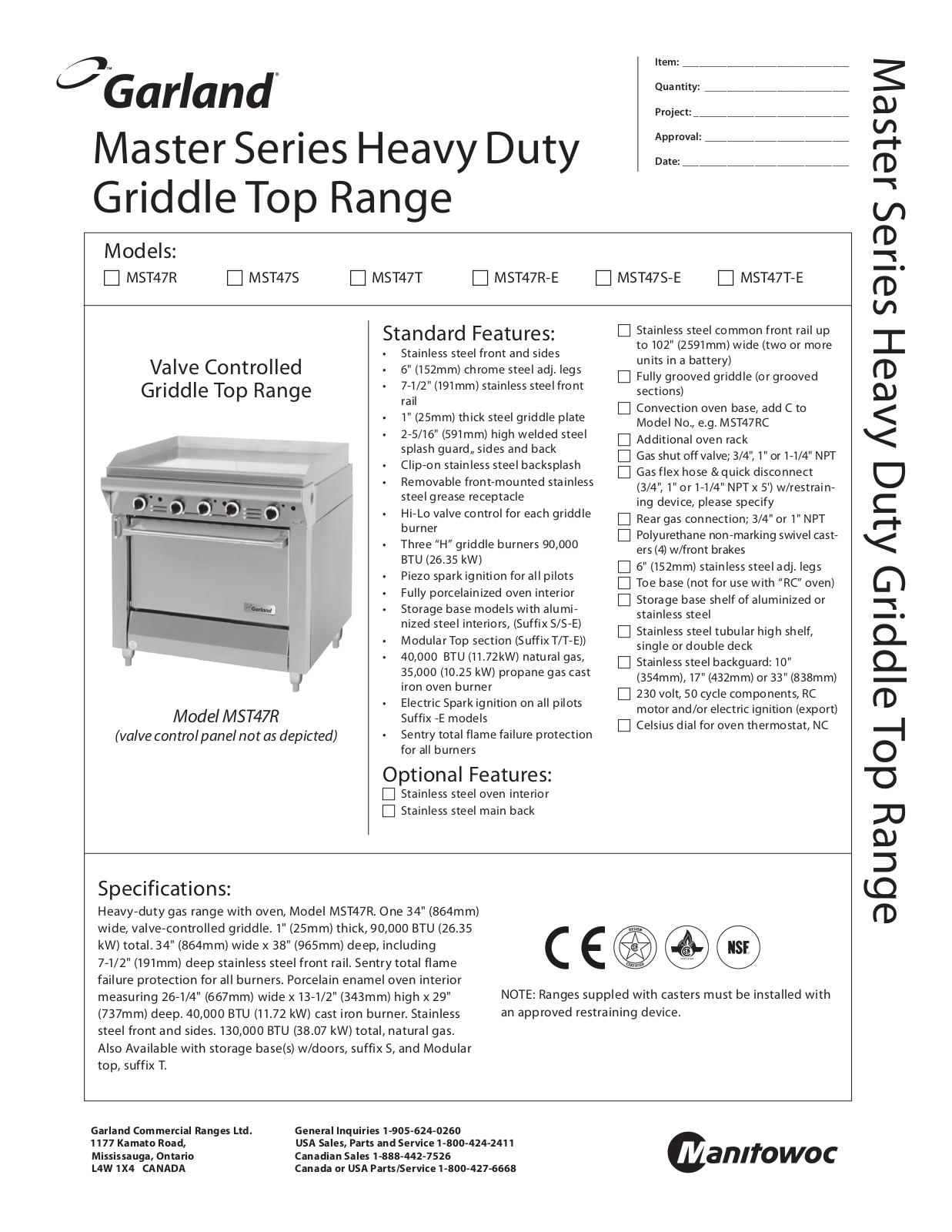 Garland MST47T-E, MST47T, MST47S-E, MST47S, MST47R-E User Manual